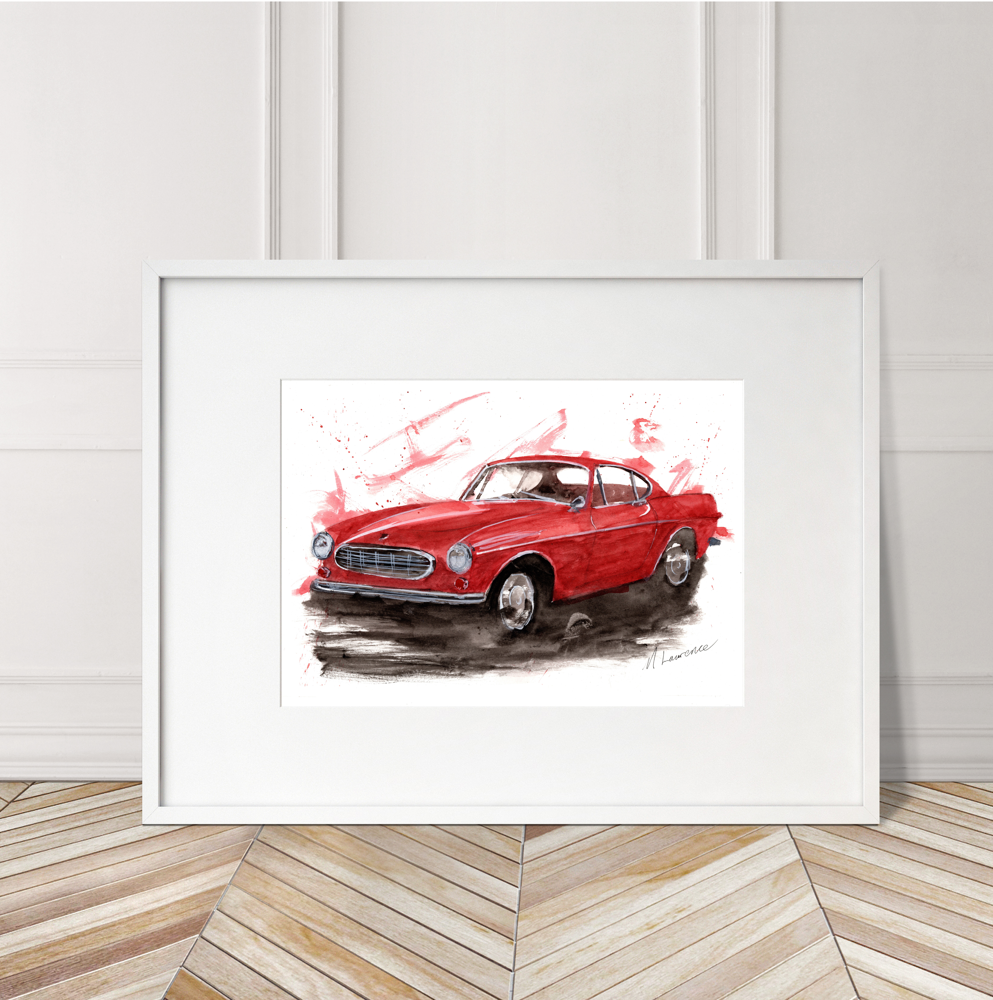 Volvo P1800 Print. Volvo P1800 Poster. Gifts For Him. Hand Painted Art. birthday gift