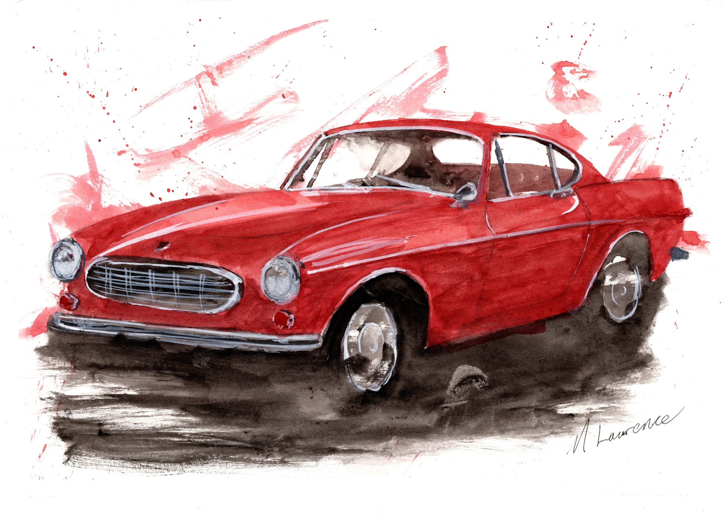 Volvo P1800 Print. Volvo P1800 Poster. Gifts For Him. Hand Painted Art. birthday gift