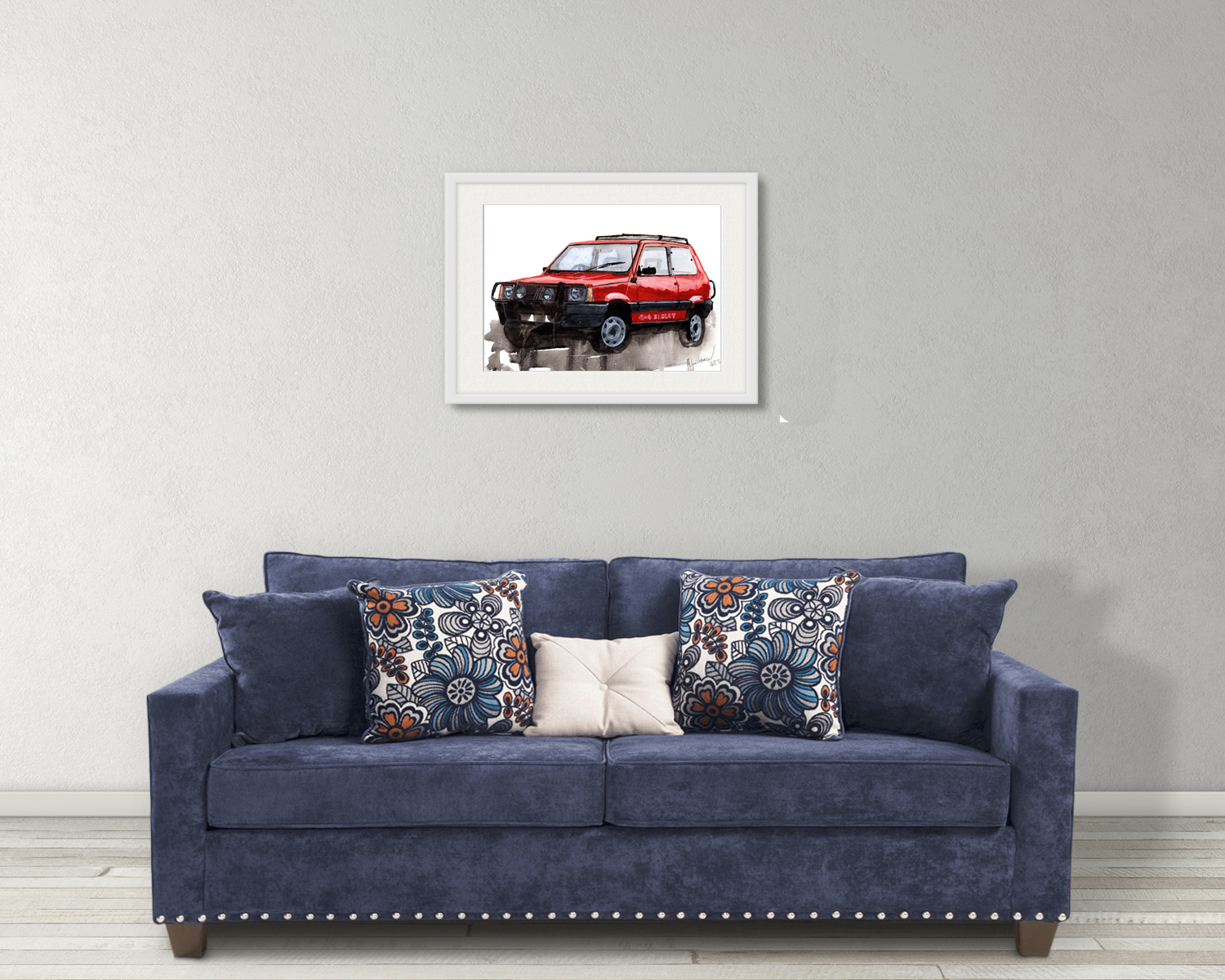 Fiat Panda Print. Fiat Panda Poster. Gifts For Him. Hand Painted Art. birthday gift
