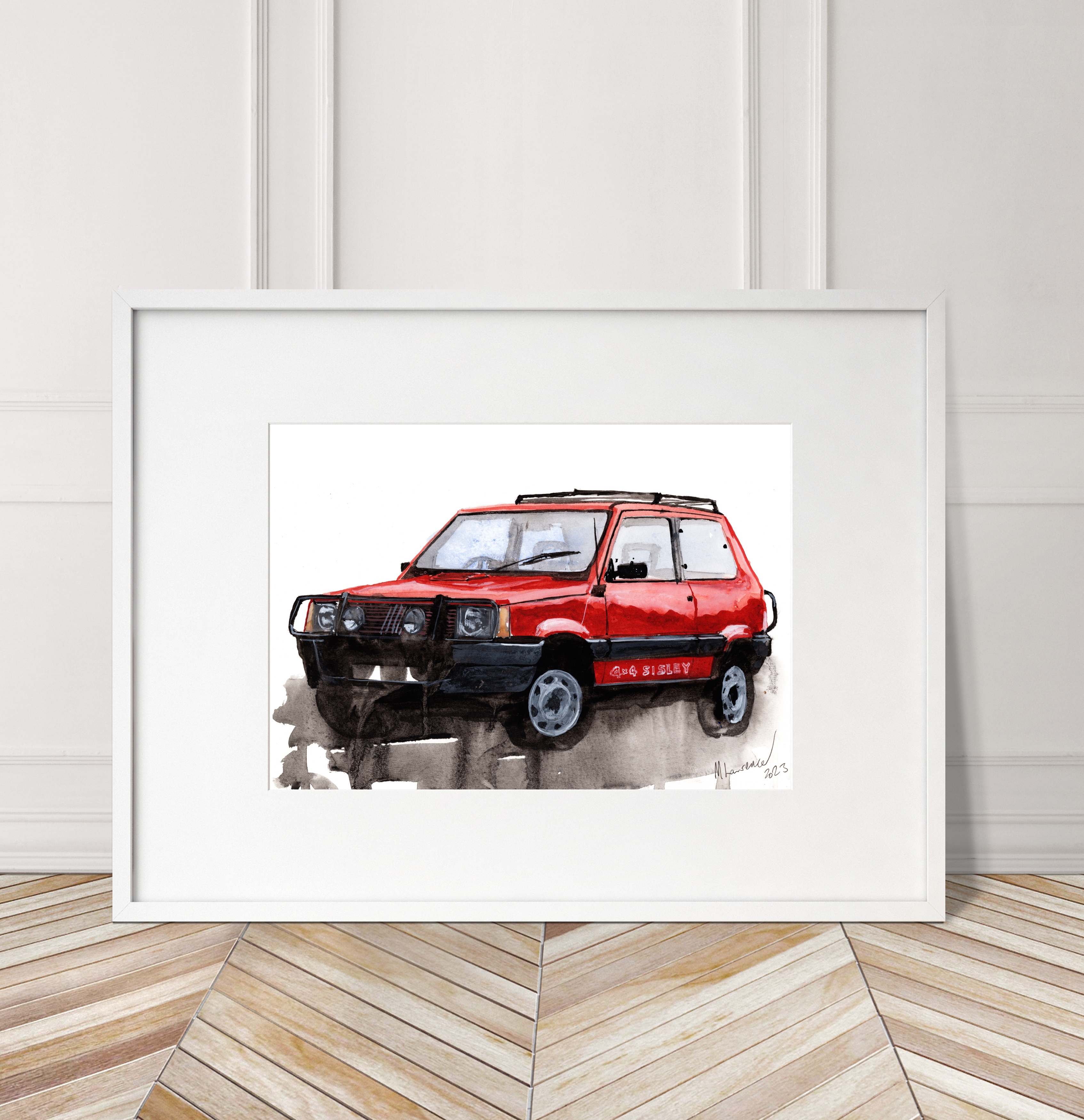 Fiat Panda Print. Fiat Panda Poster. Gifts For Him. Hand Painted Art. birthday gift