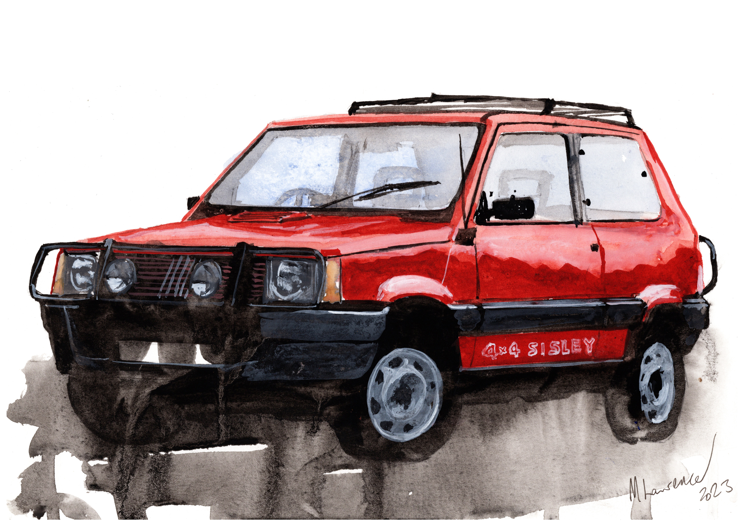 Fiat Panda Print. Fiat Panda Poster. Gifts For Him. Hand Painted Art. birthday gift