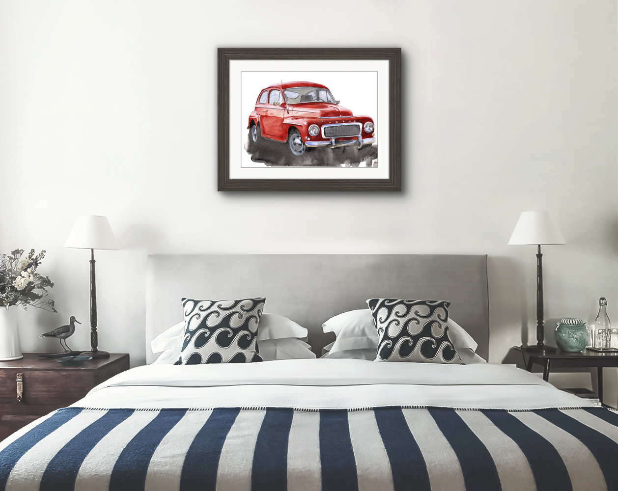 Volvo PV544 Print. Volvo PV544 Poster. Gifts For Him. Hand Painted Art. birthday gift