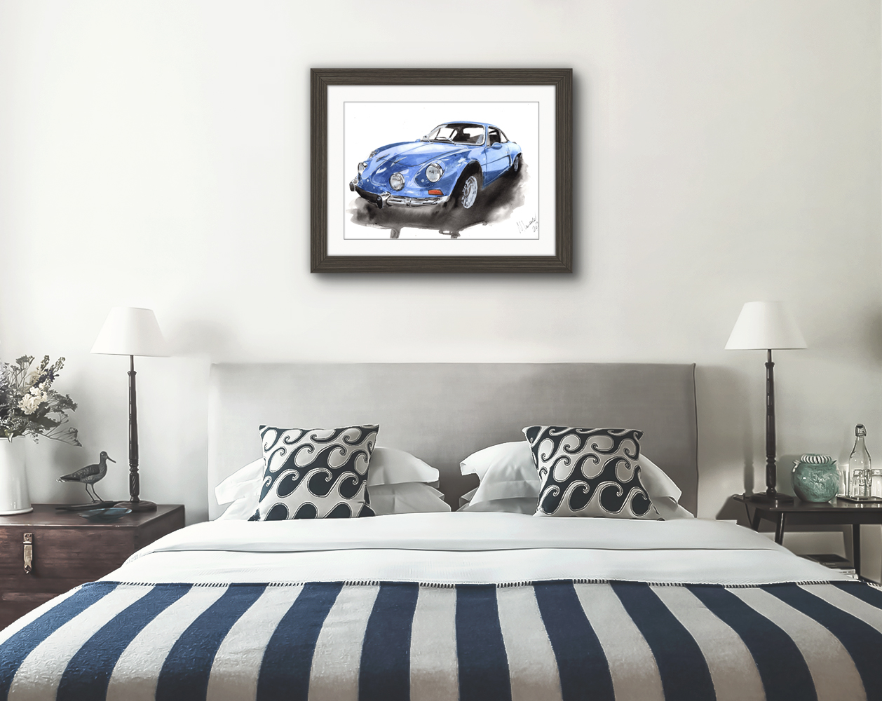 Renault Alpine Print. Renault Alpine Poster. Gifts For Him. Hand Painted Art. birthday gift