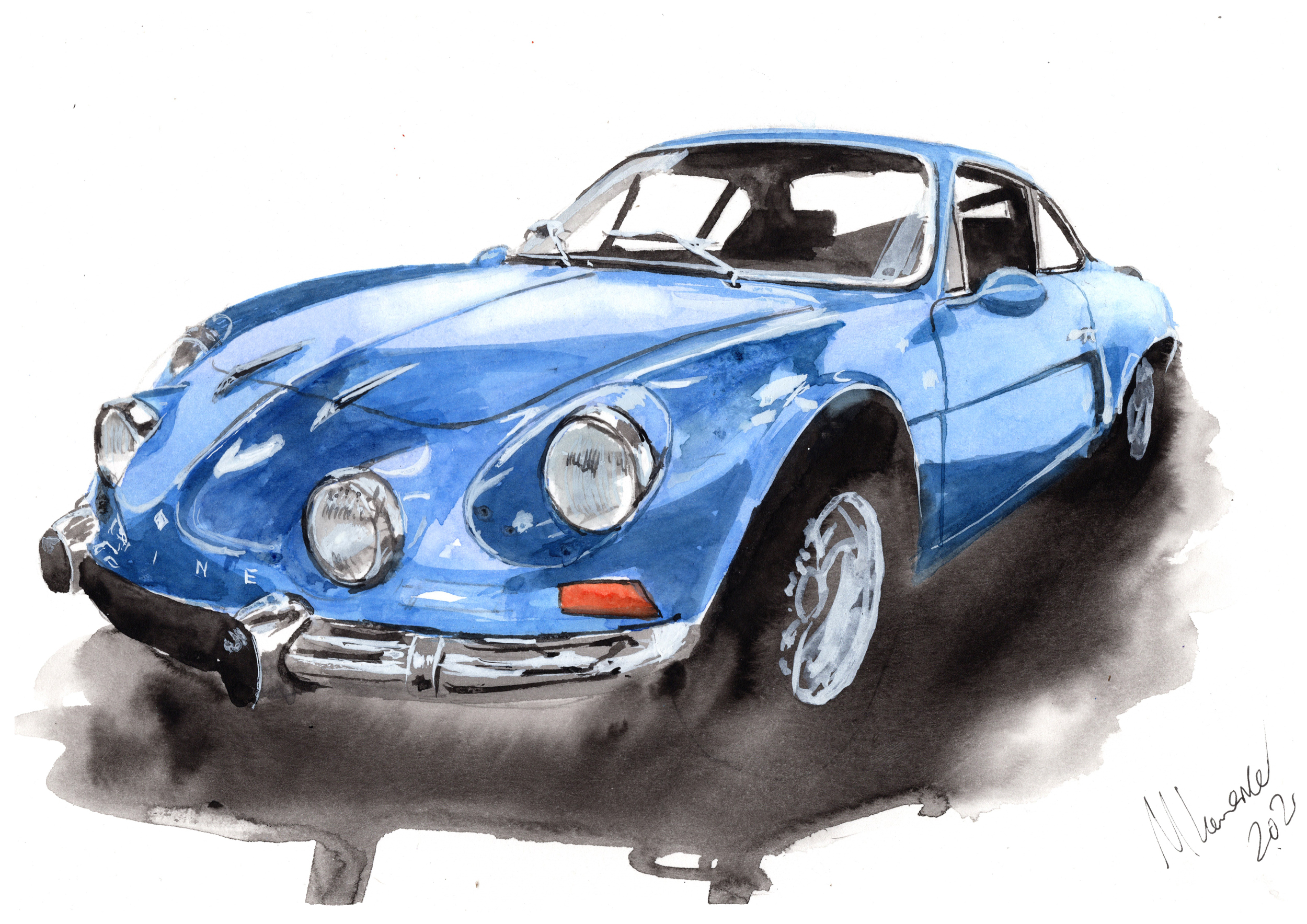 Renault Alpine Print. Renault Alpine Poster. Gifts For Him. Hand Painted Art. birthday gift