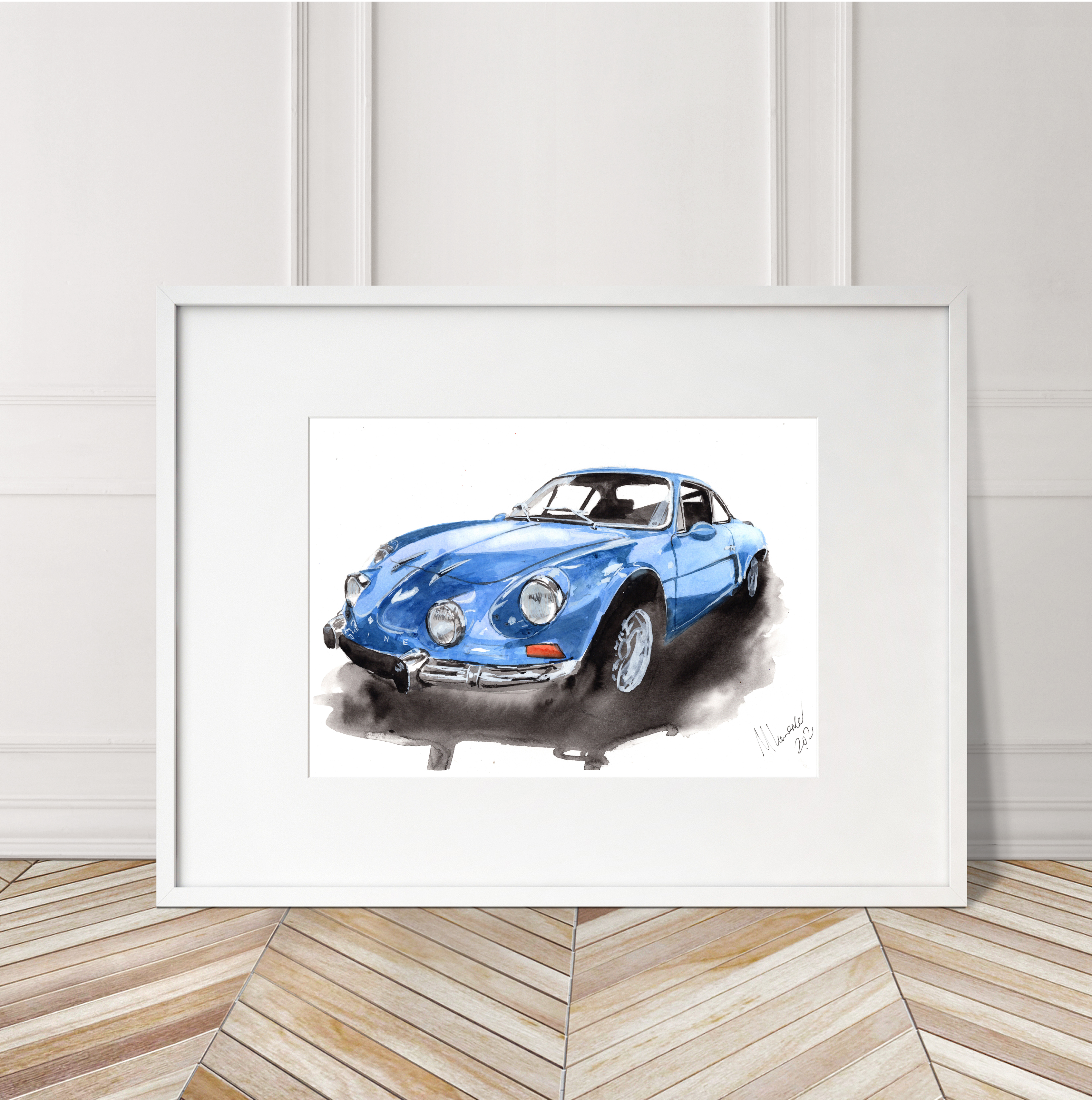 Renault Alpine Print. Renault Alpine Poster. Gifts For Him. Hand Painted Art. birthday gift