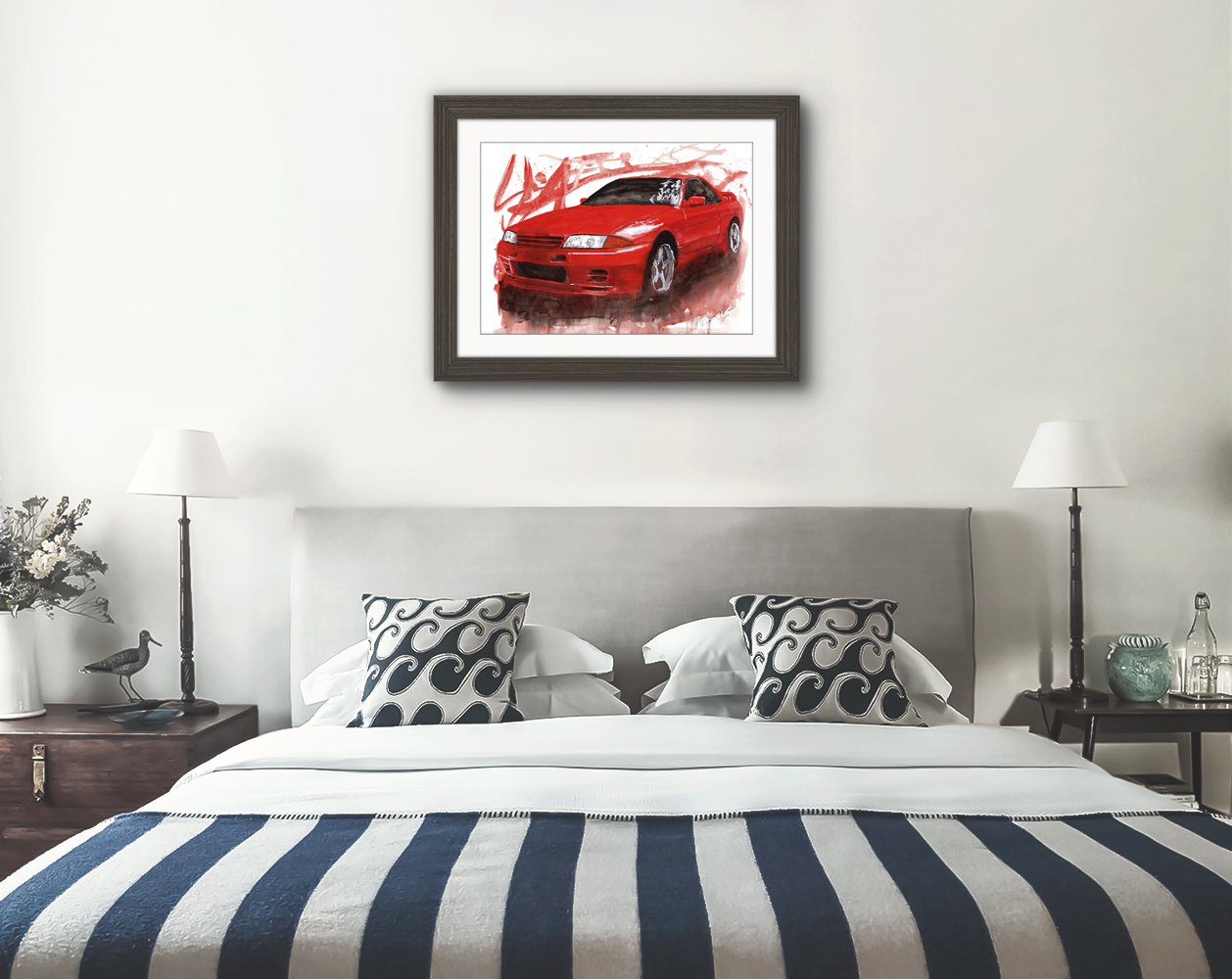 Nissan Skyline R32  Print. Nissan Skyline R32 Poster. Gifts For Him. Hand Painted Art. birthday gift