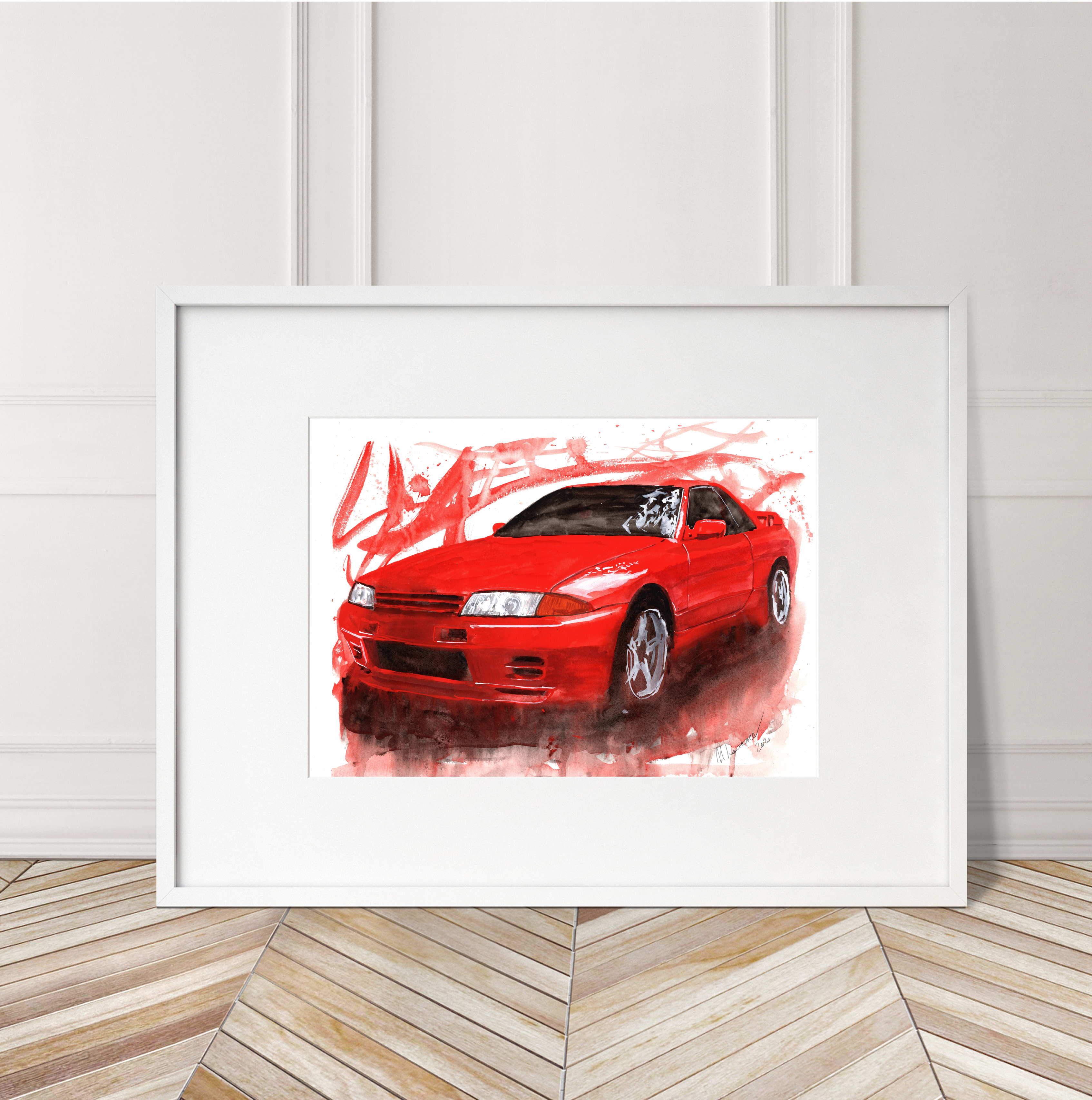 Nissan Skyline R32  Print. Nissan Skyline R32 Poster. Gifts For Him. Hand Painted Art. birthday gift