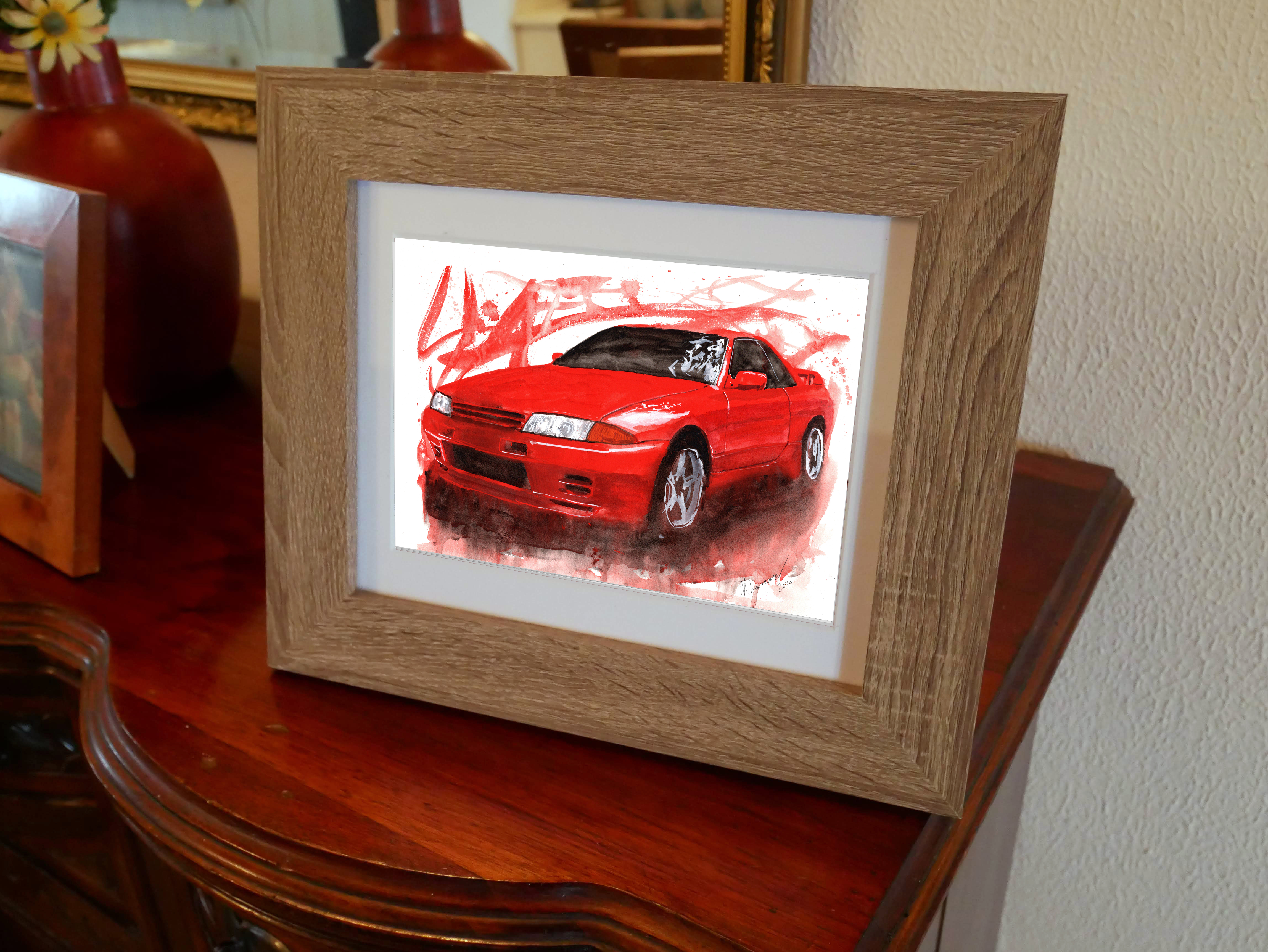 Nissan Skyline R32  Print. Nissan Skyline R32 Poster. Gifts For Him. Hand Painted Art. birthday gift