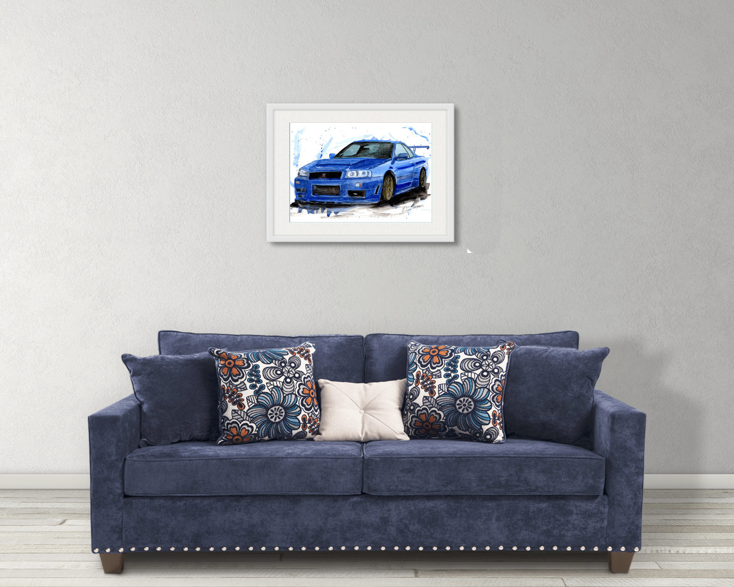 Nissan Skyline R34  Print. Nissan Skyline R34 Poster. Gifts For Him. Hand Painted Art. birthday gift