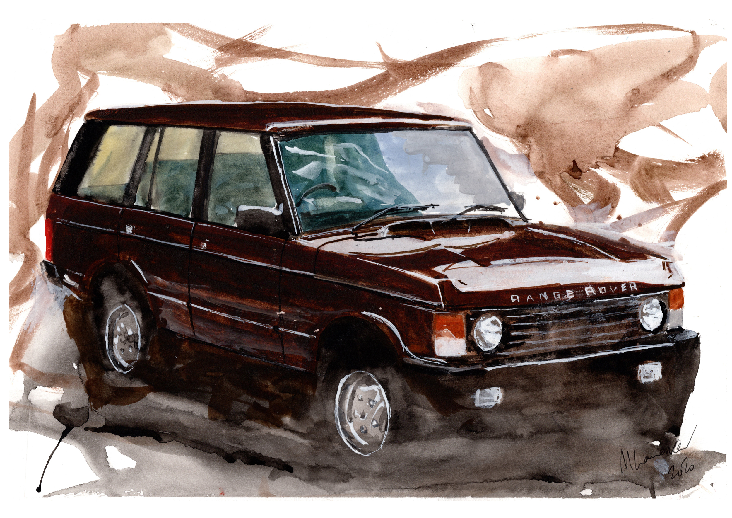 Range Rover Print. Range Rover Poster. Gifts For Him. Hand Painted Art. birthday gift