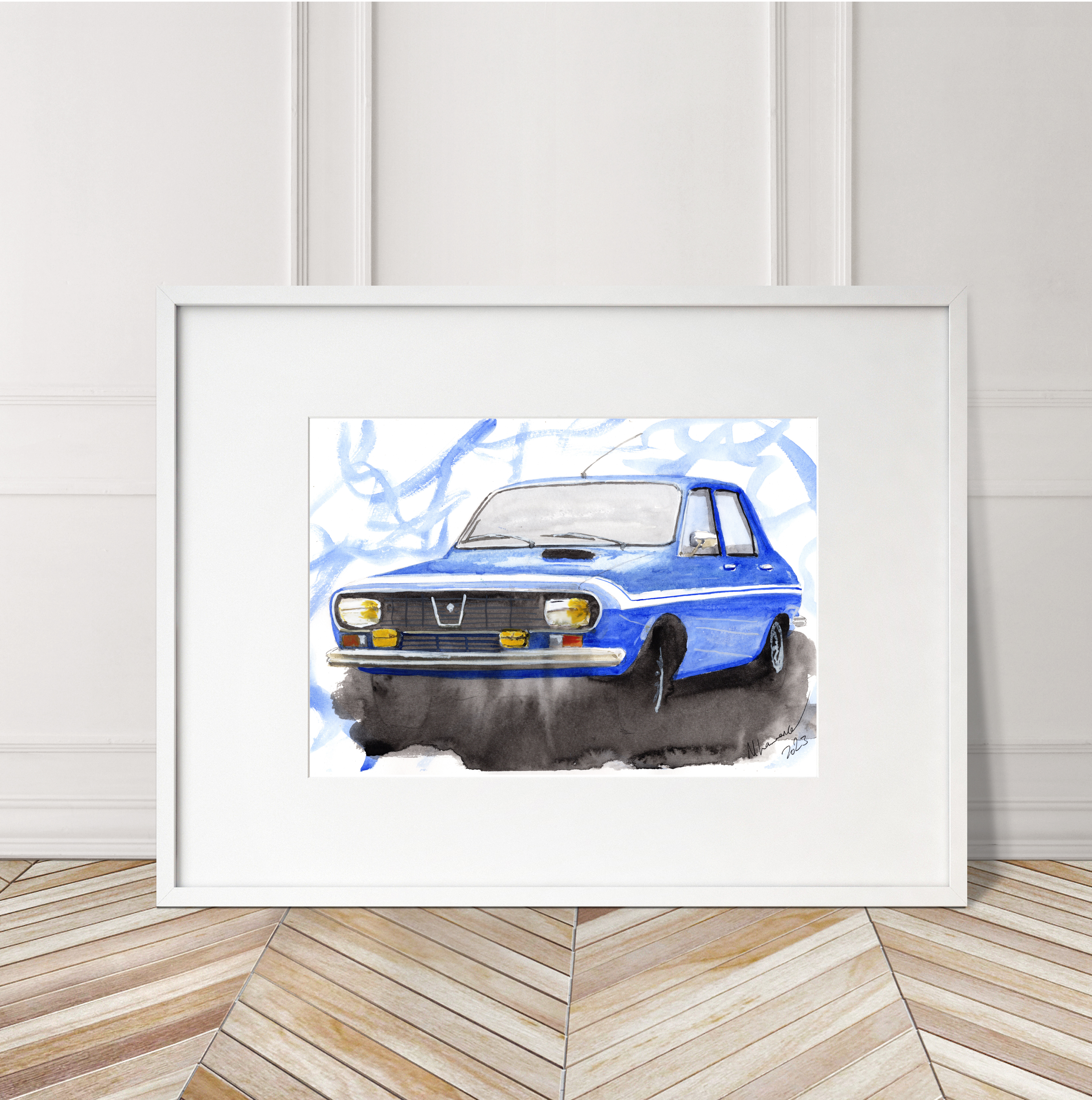 Renault 12 Print. Renault 12 Poster. Gifts For Him. Hand Painted Art. birthday gift