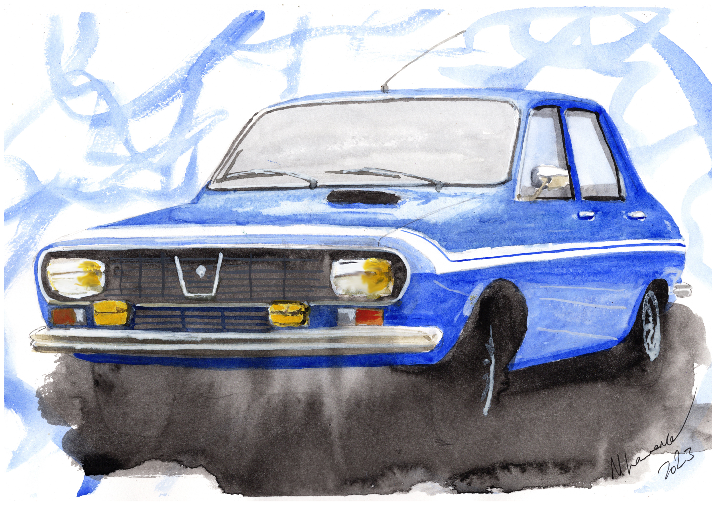 Renault 12 Print. Renault 12 Poster. Gifts For Him. Hand Painted Art. birthday gift