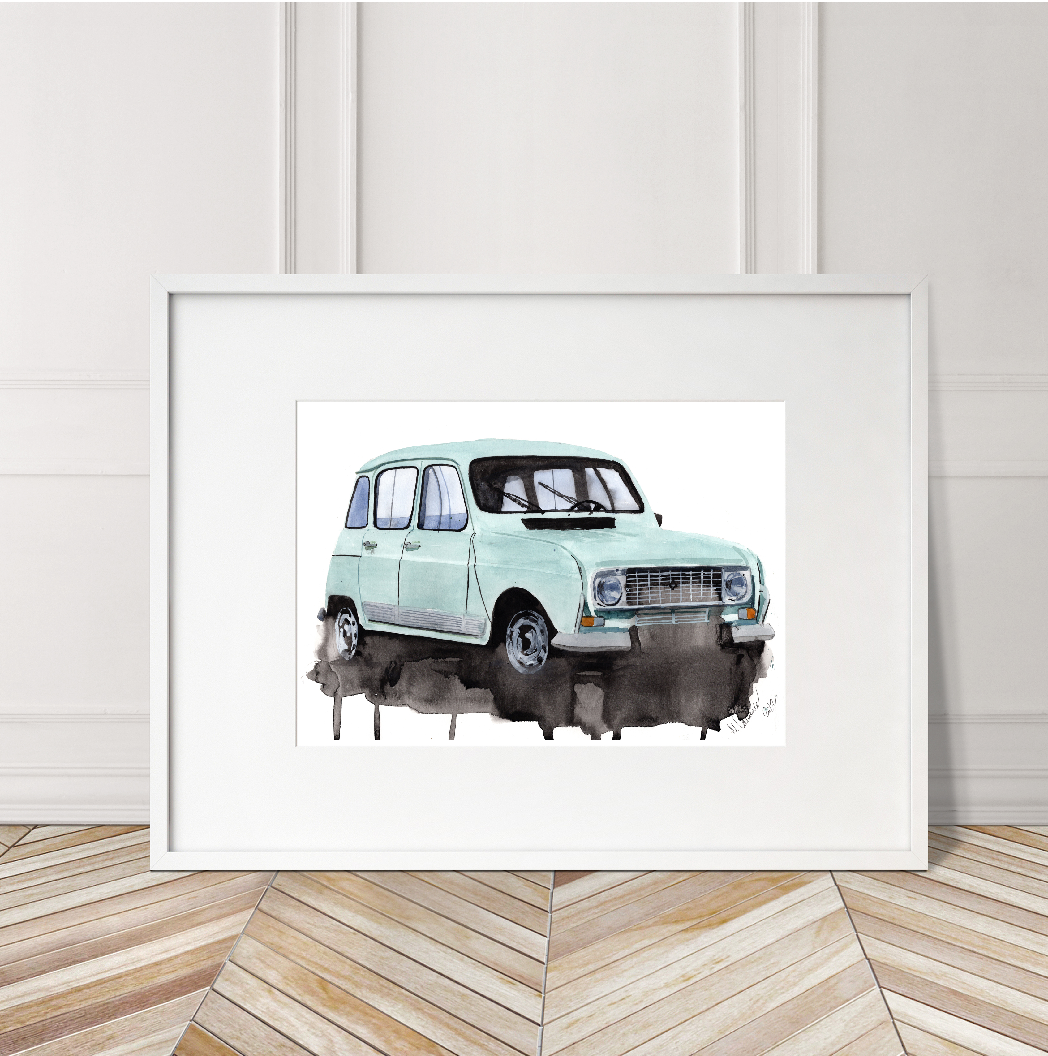 Renault 4 Print. Renault 4 Poster. Gifts For Him. Hand Painted Art. birthday gift
