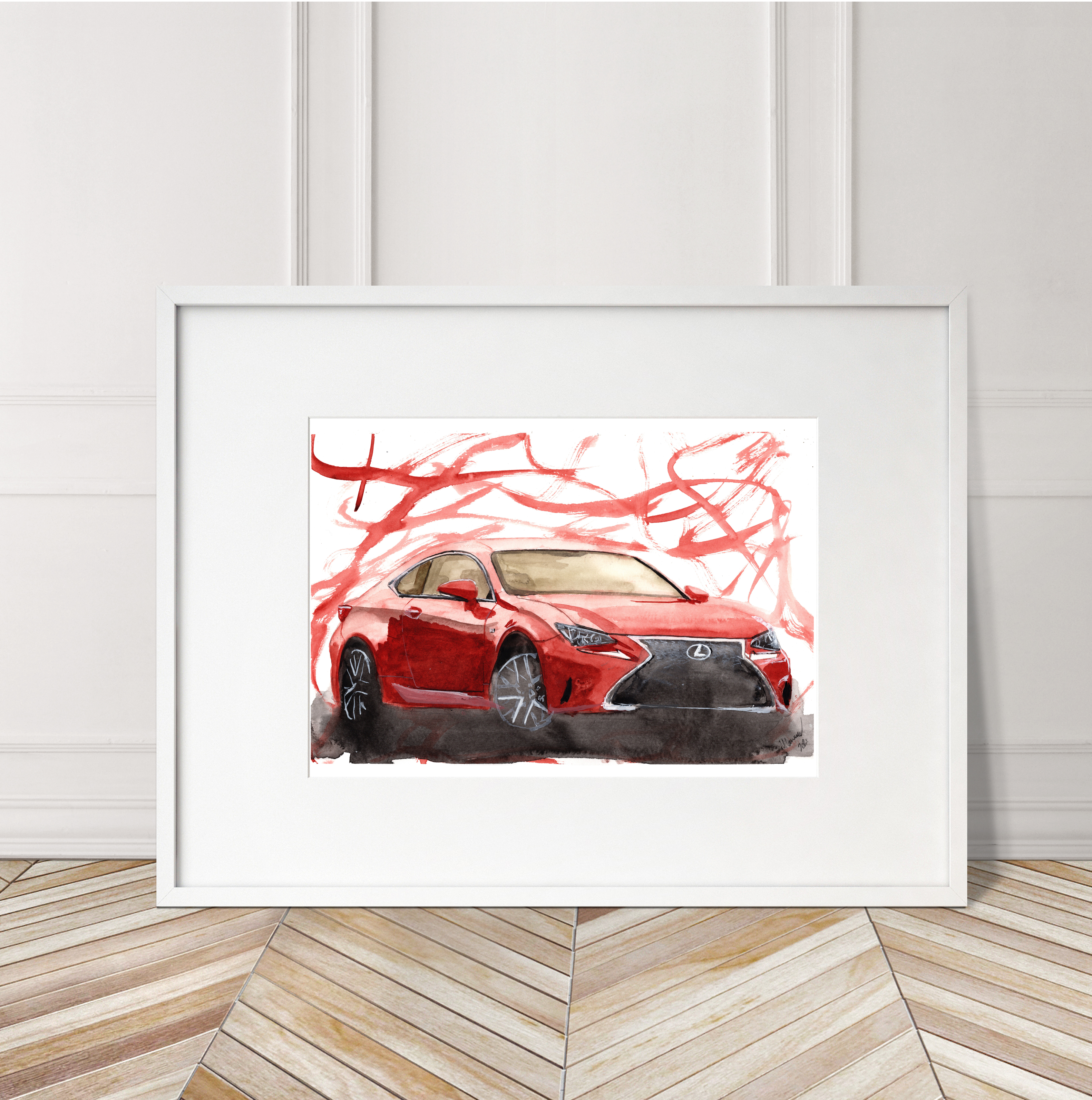 Lexus RC200 Print. Lexus RC200 Poster. Gifts For Him. Hand Painted Art. birthday gift