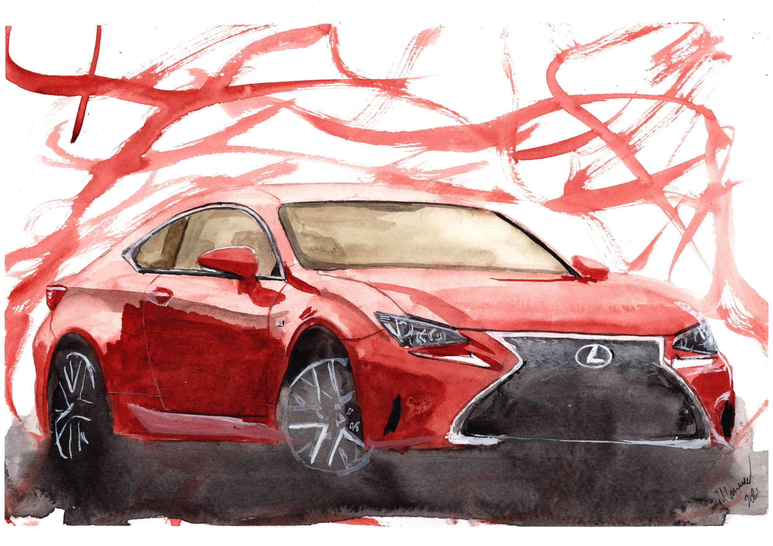 Lexus RC200 Print. Lexus RC200 Poster. Gifts For Him. Hand Painted Art. birthday gift