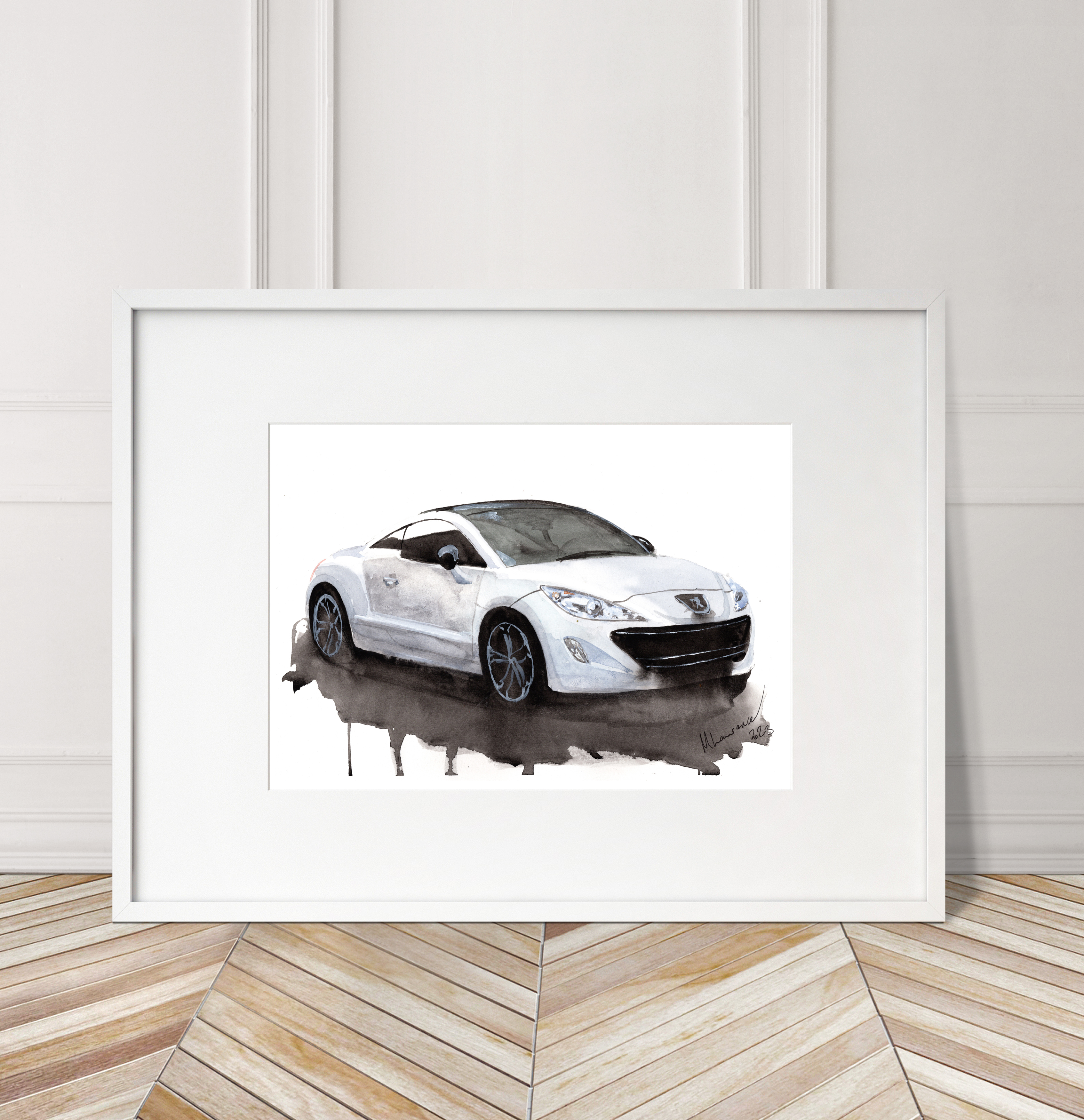 Peugeot RCZR Print. Peugeot RCZR Poster. Gifts For Him. Hand Painted Art. birthday gift
