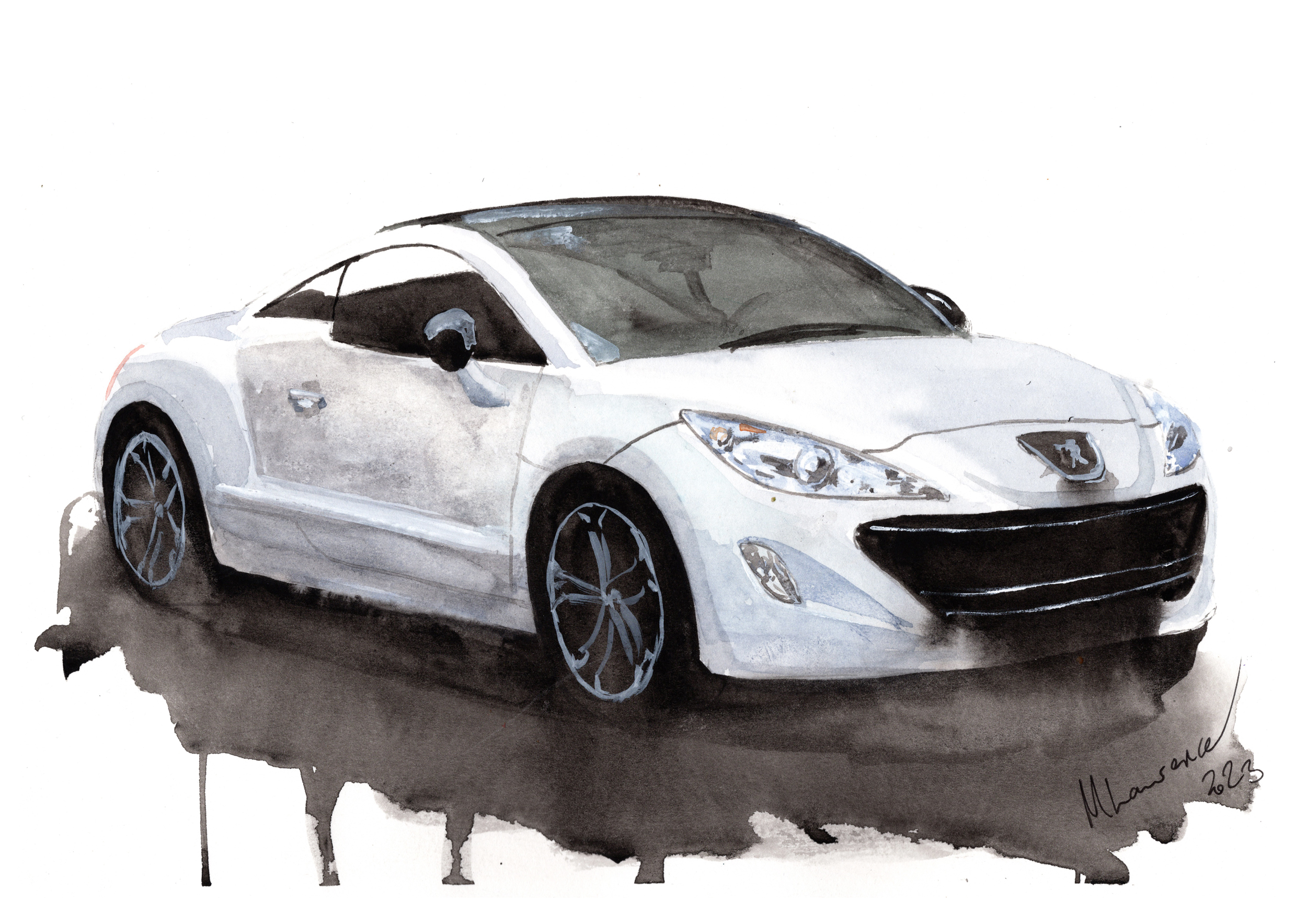 Peugeot RCZR Print. Peugeot RCZR Poster. Gifts For Him. Hand Painted Art. birthday gift