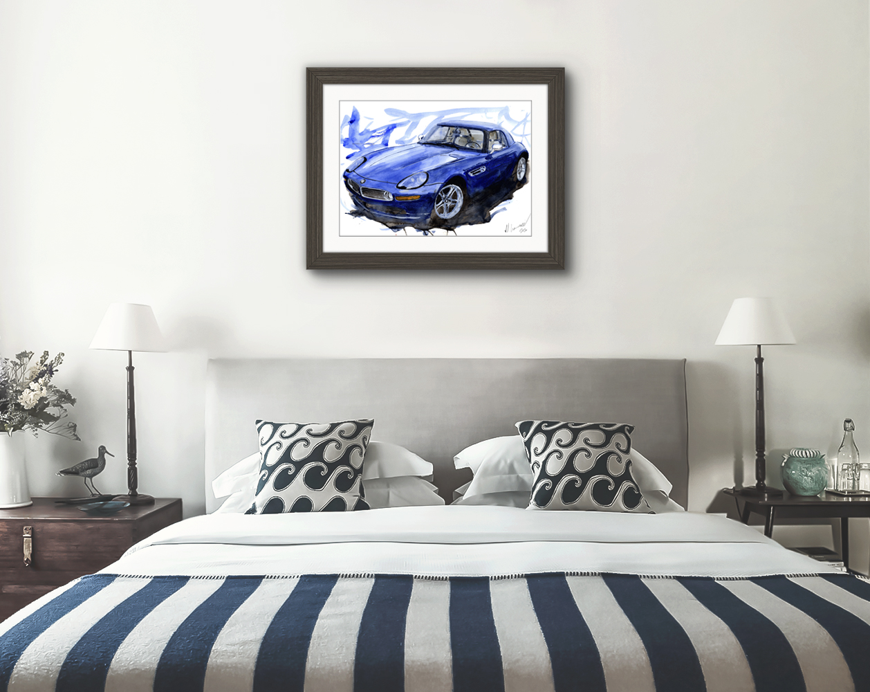 BMW Z8 Print. BMW Z8 Poster. Gifts For Him. Hand Painted Art. birthday gift
