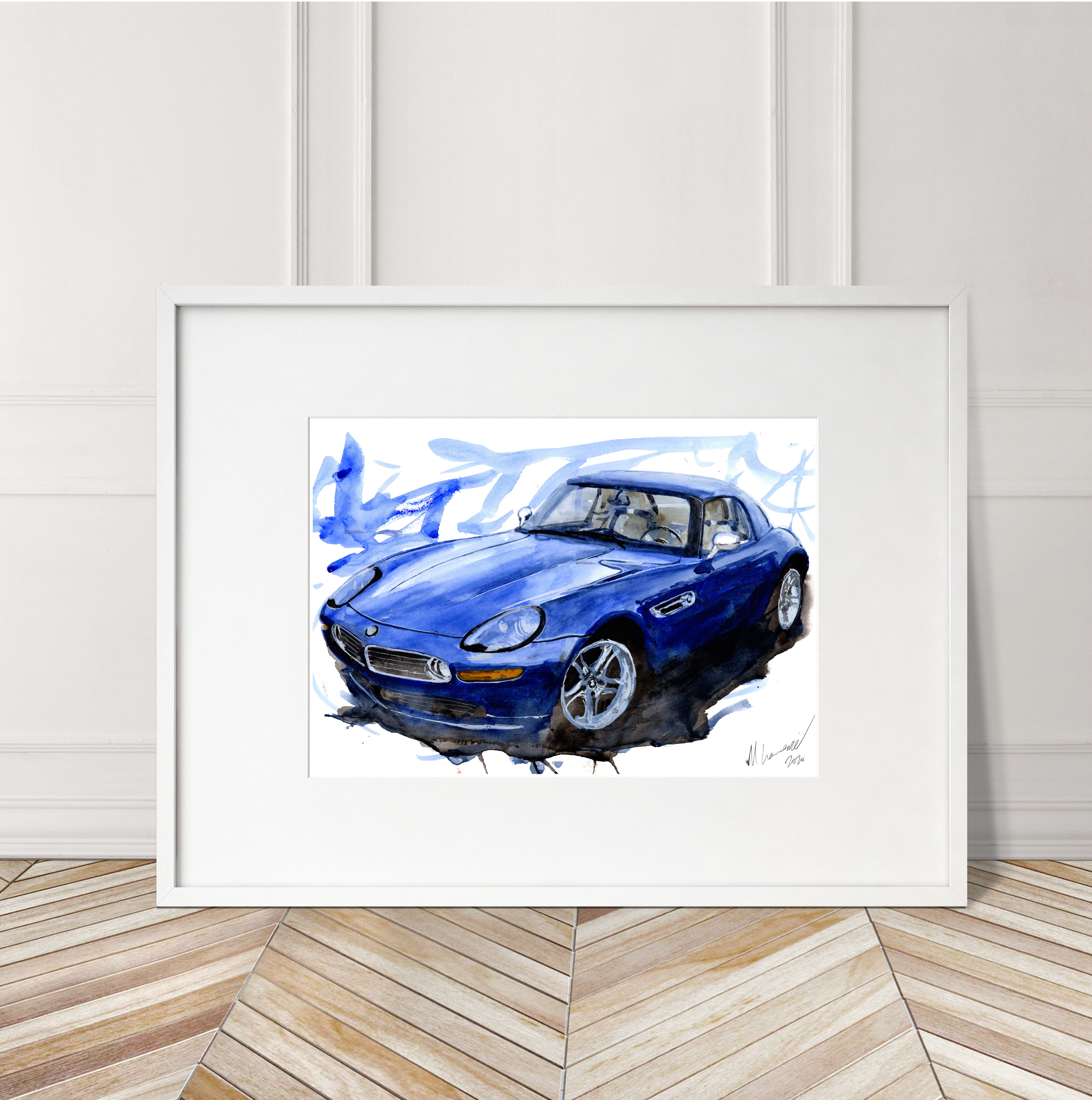BMW Z8 Print. BMW Z8 Poster. Gifts For Him. Hand Painted Art. birthday gift
