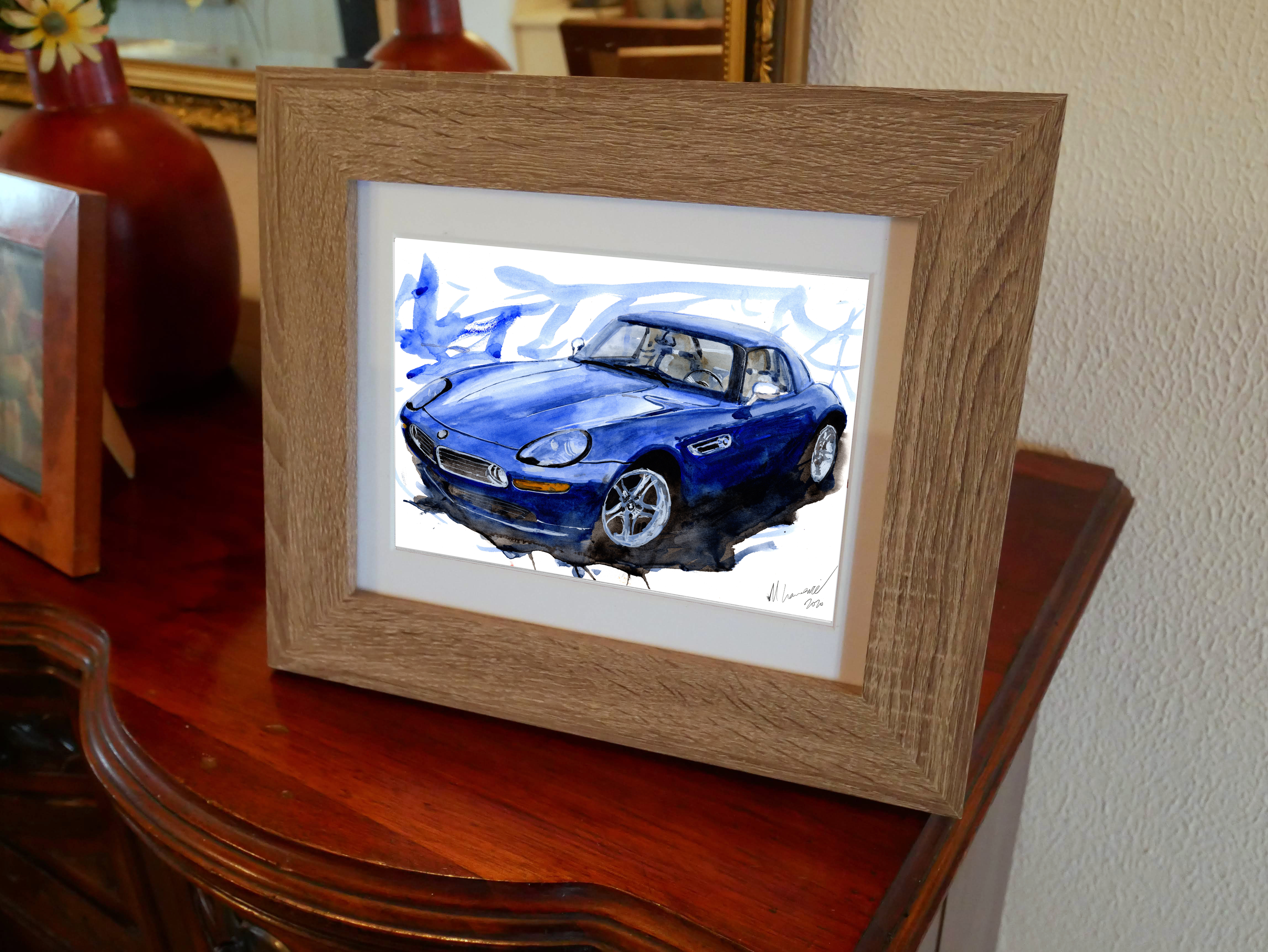 BMW Z8 Print. BMW Z8 Poster. Gifts For Him. Hand Painted Art. birthday gift