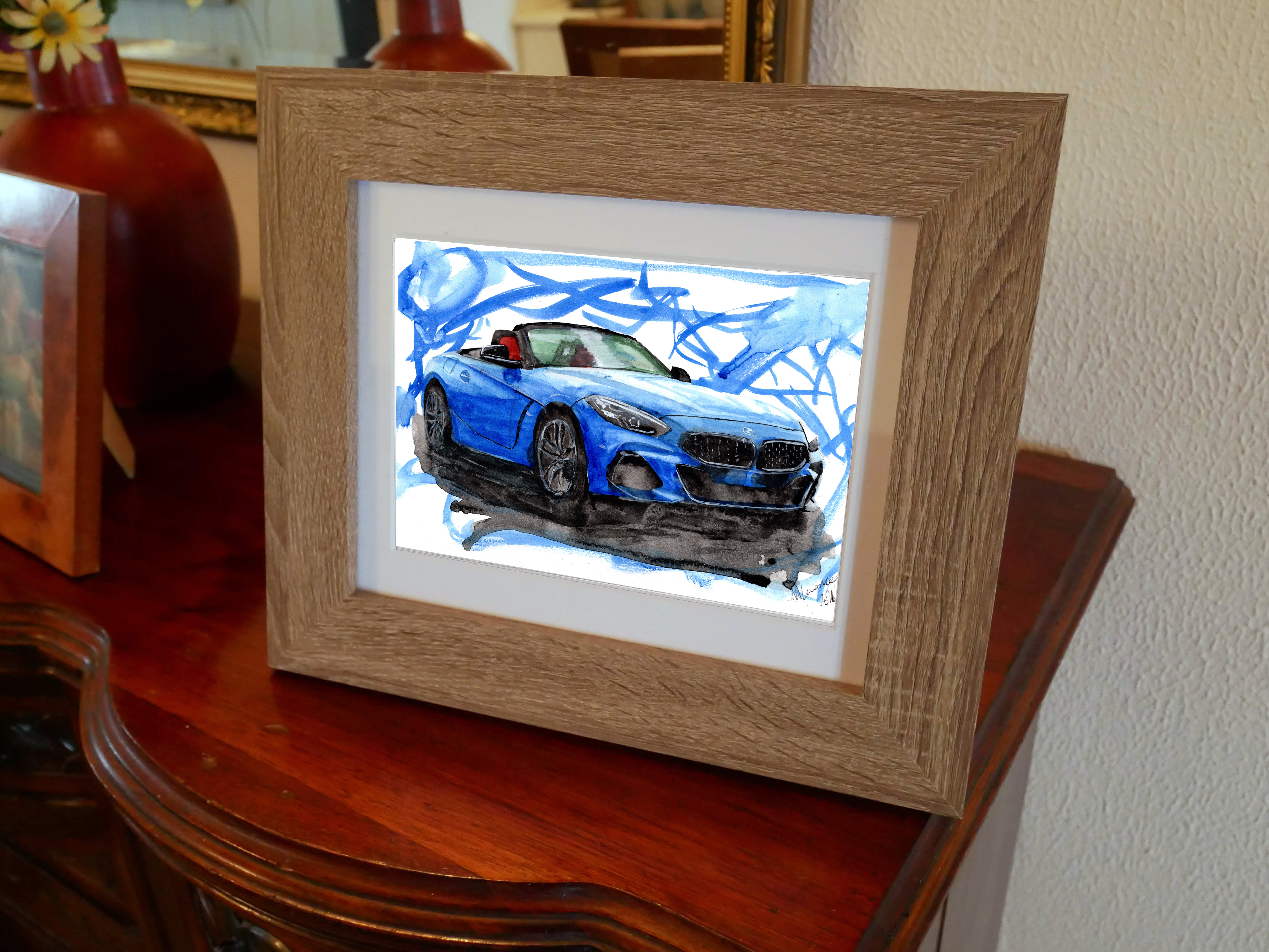 BMW Z4 Print. BMW Z4 Poster. Gifts For Him. Hand Painted Art. birthday gift