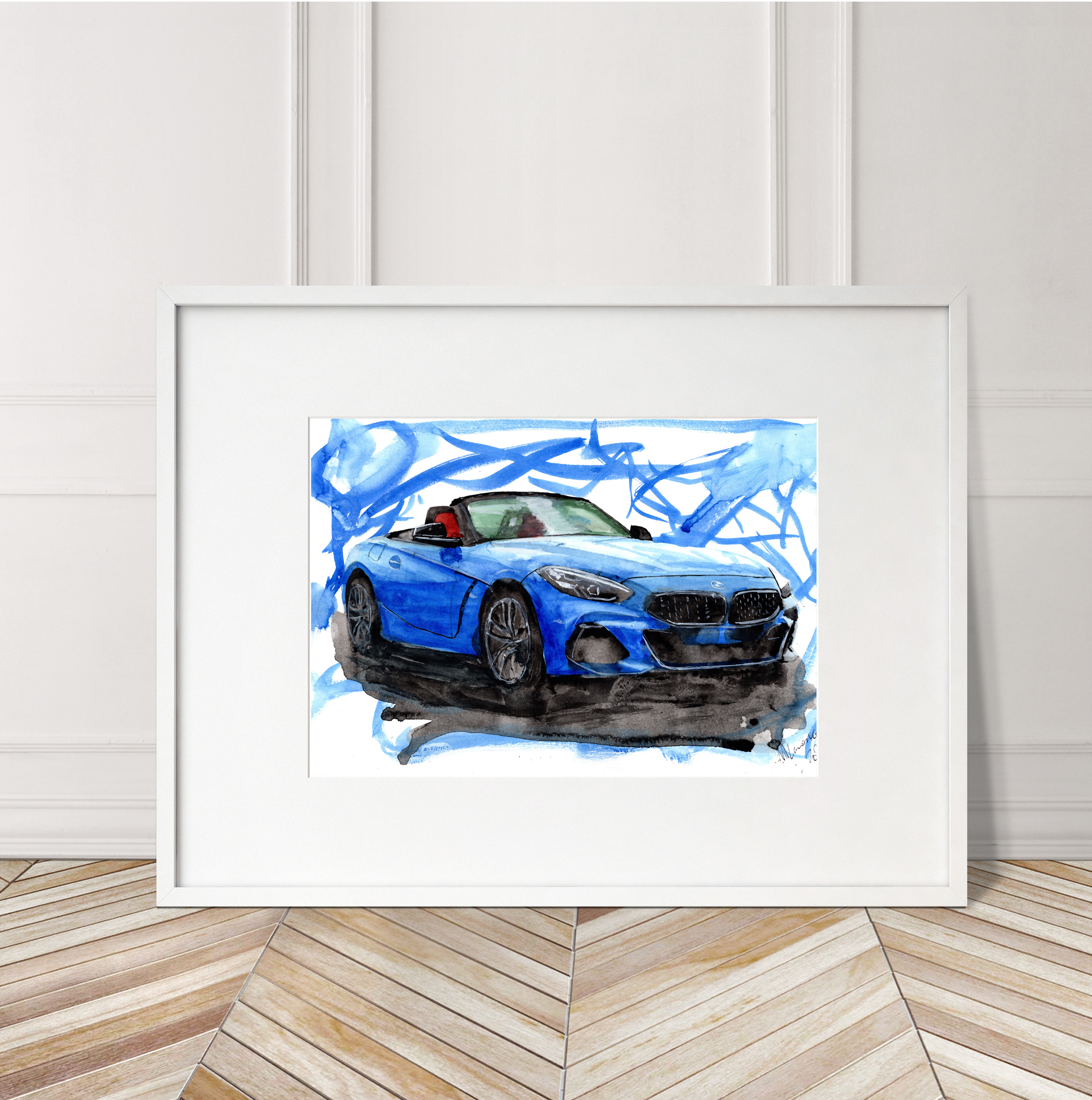 BMW Z4 Print. BMW Z4 Poster. Gifts For Him. Hand Painted Art. birthday gift