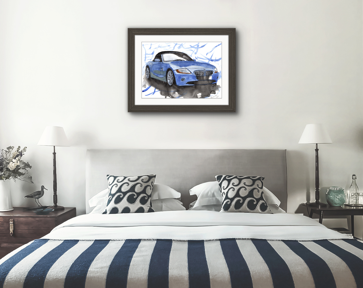 BMW Z4 Print. BMW Z4 Poster. Gifts For Him. Hand Painted Art. birthday gift