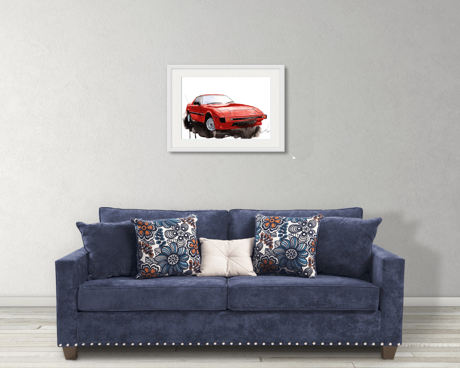 Mazda RX7 Print. Mazda RX7 Poster. Gifts For Him. Hand Painted Art. birthday gift