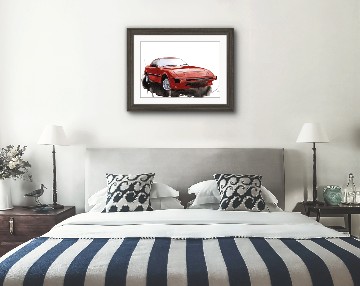 Mazda RX7 Print. Mazda RX7 Poster. Gifts For Him. Hand Painted Art. birthday gift