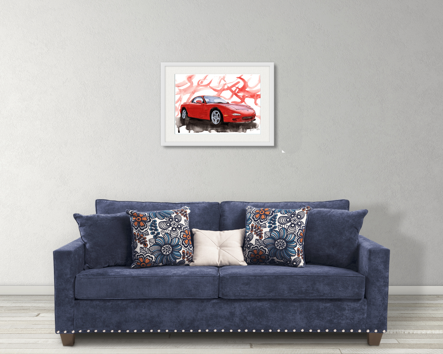 Mazda RX7 Print. Mazda RX7 Poster. Gifts For Him. Hand Painted Art. birthday gift