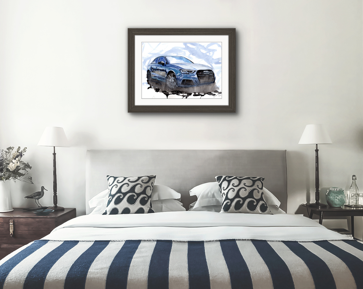 Audi S3 Print. Audi S3 Poster. Gifts For Him. Hand Painted Art. birthday gift