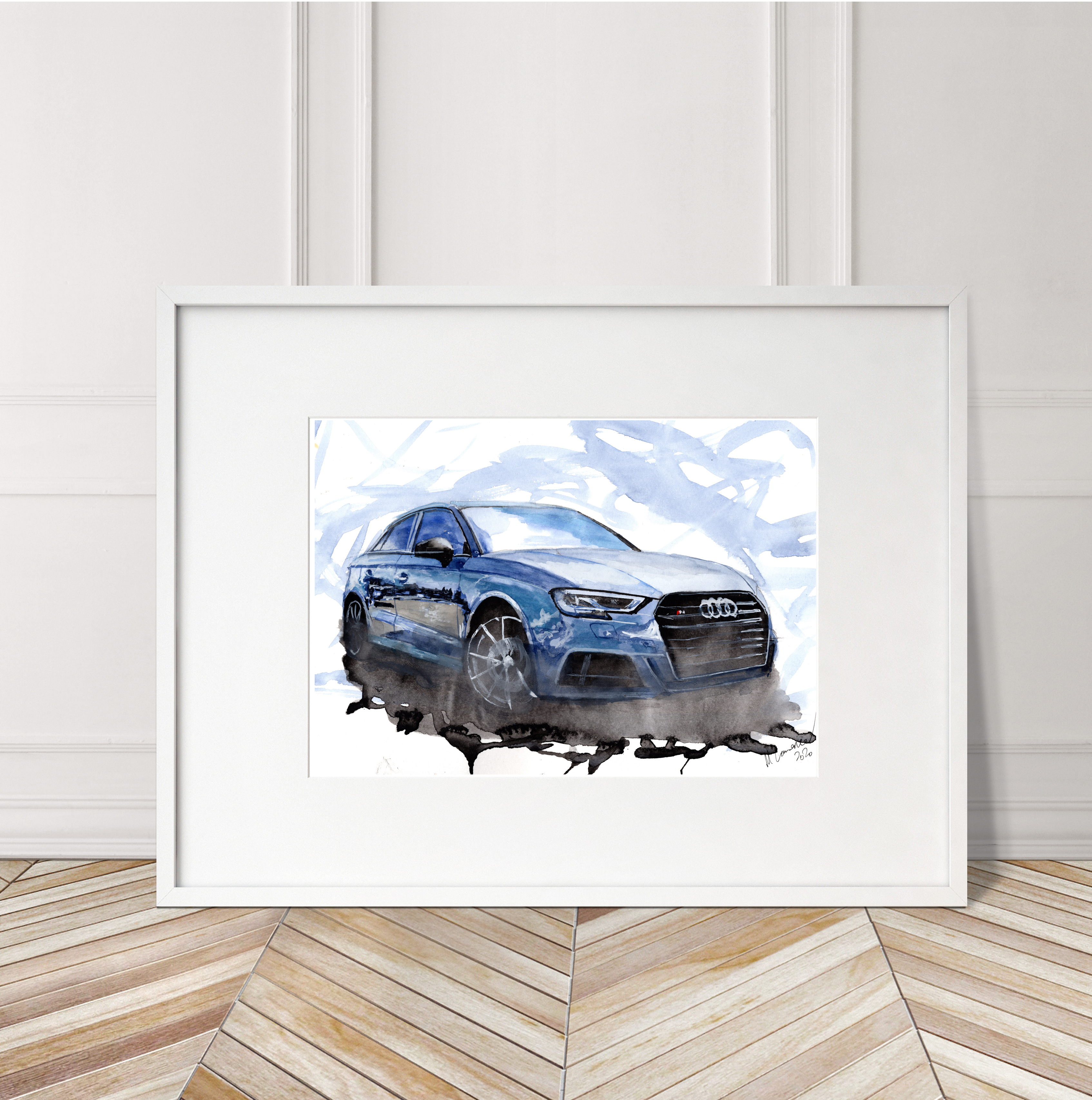 Audi S3 Print. Audi S3 Poster. Gifts For Him. Hand Painted Art. birthday gift