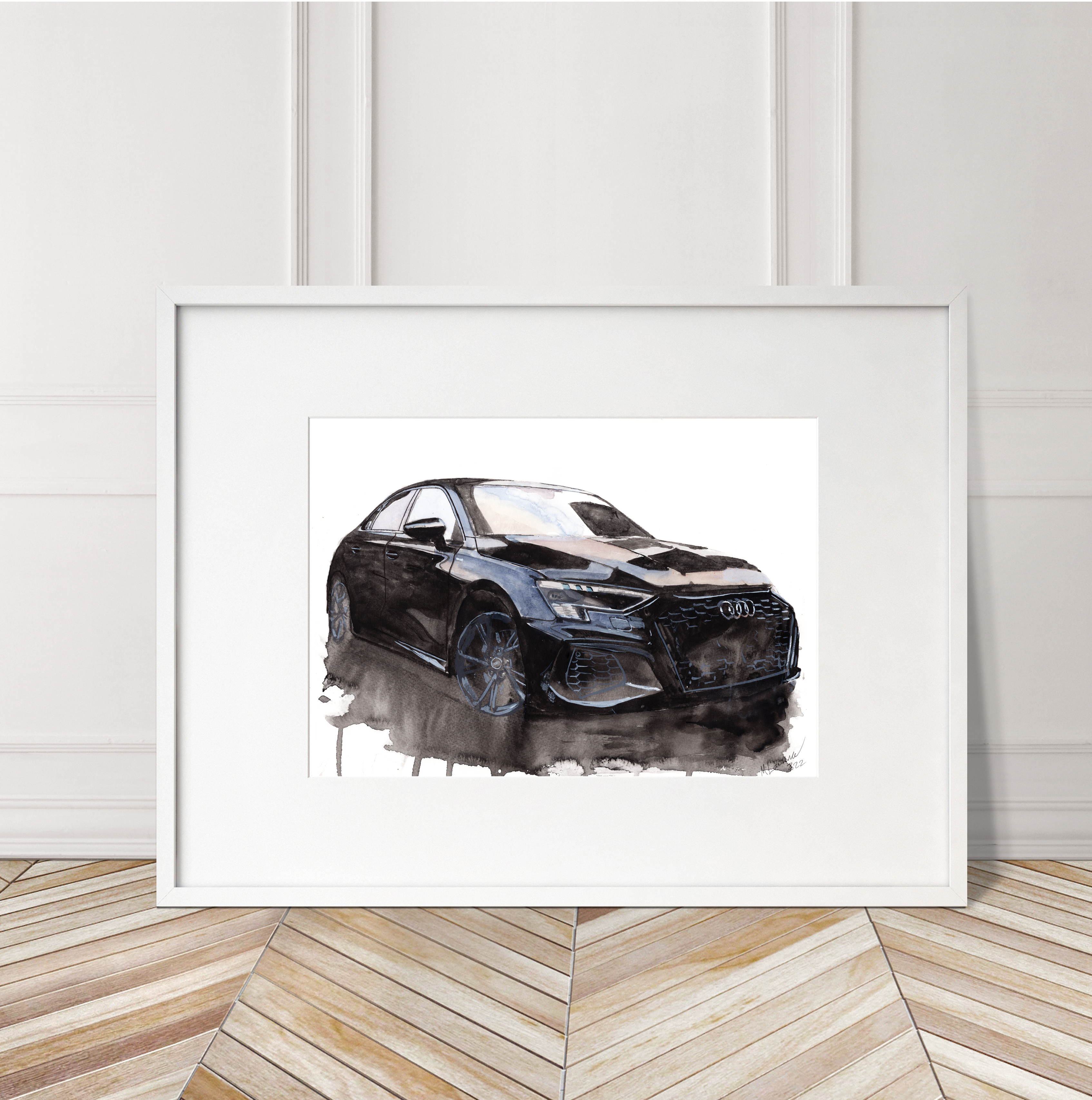 Audi S3 Print. Audi S3 Poster. Gifts For Him. Hand Painted Art. birthday gift