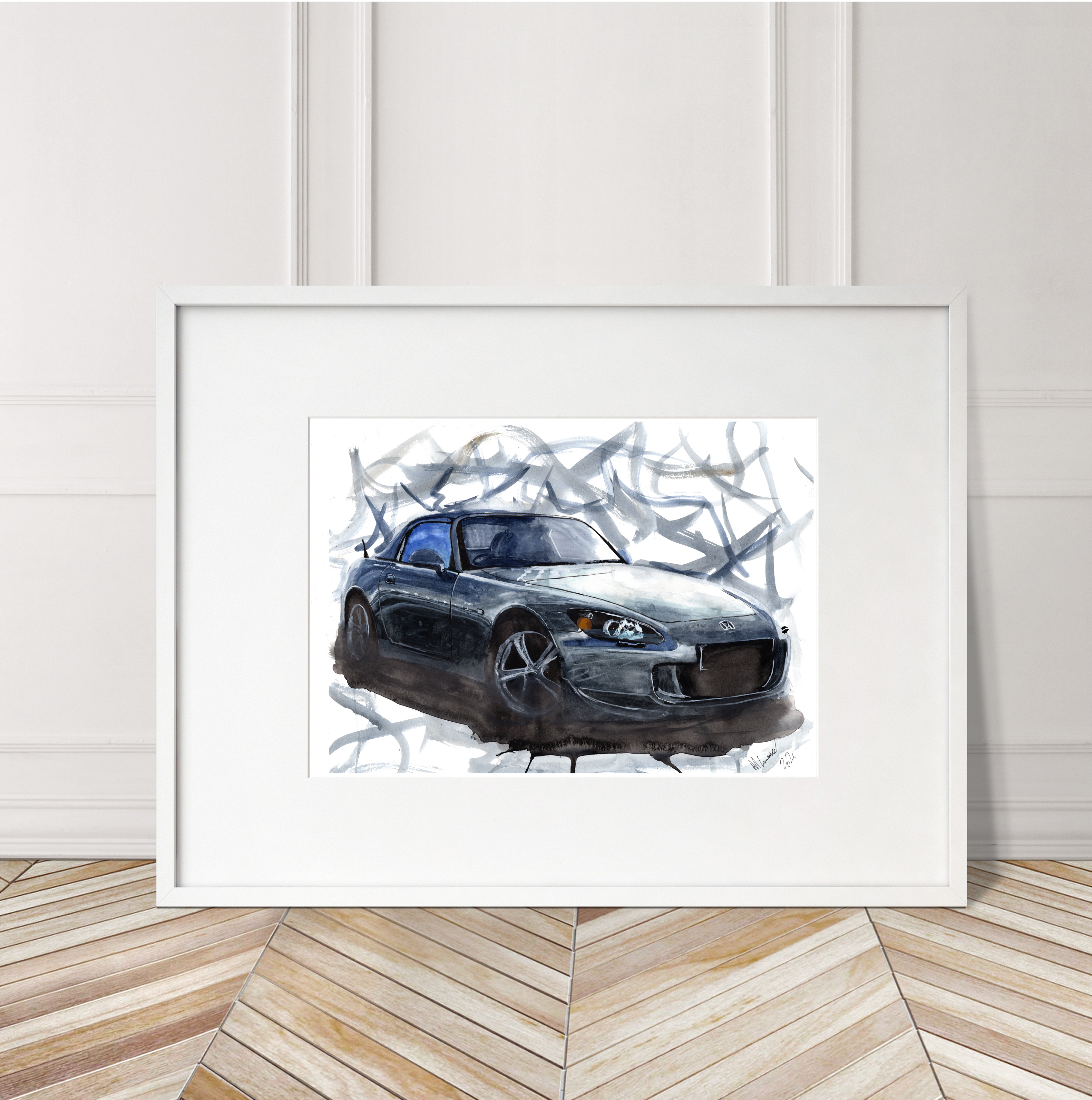 Honda S2000 Print. Honda S2000 Poster. Gifts For Him. Hand Painted Art. birthday gift
