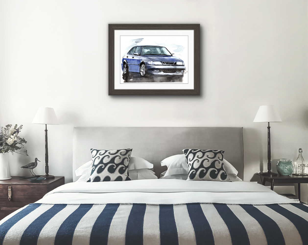 Saab 93 Print. Saab 93 Poster. Gifts For Him. Hand Painted Art. birthday gift