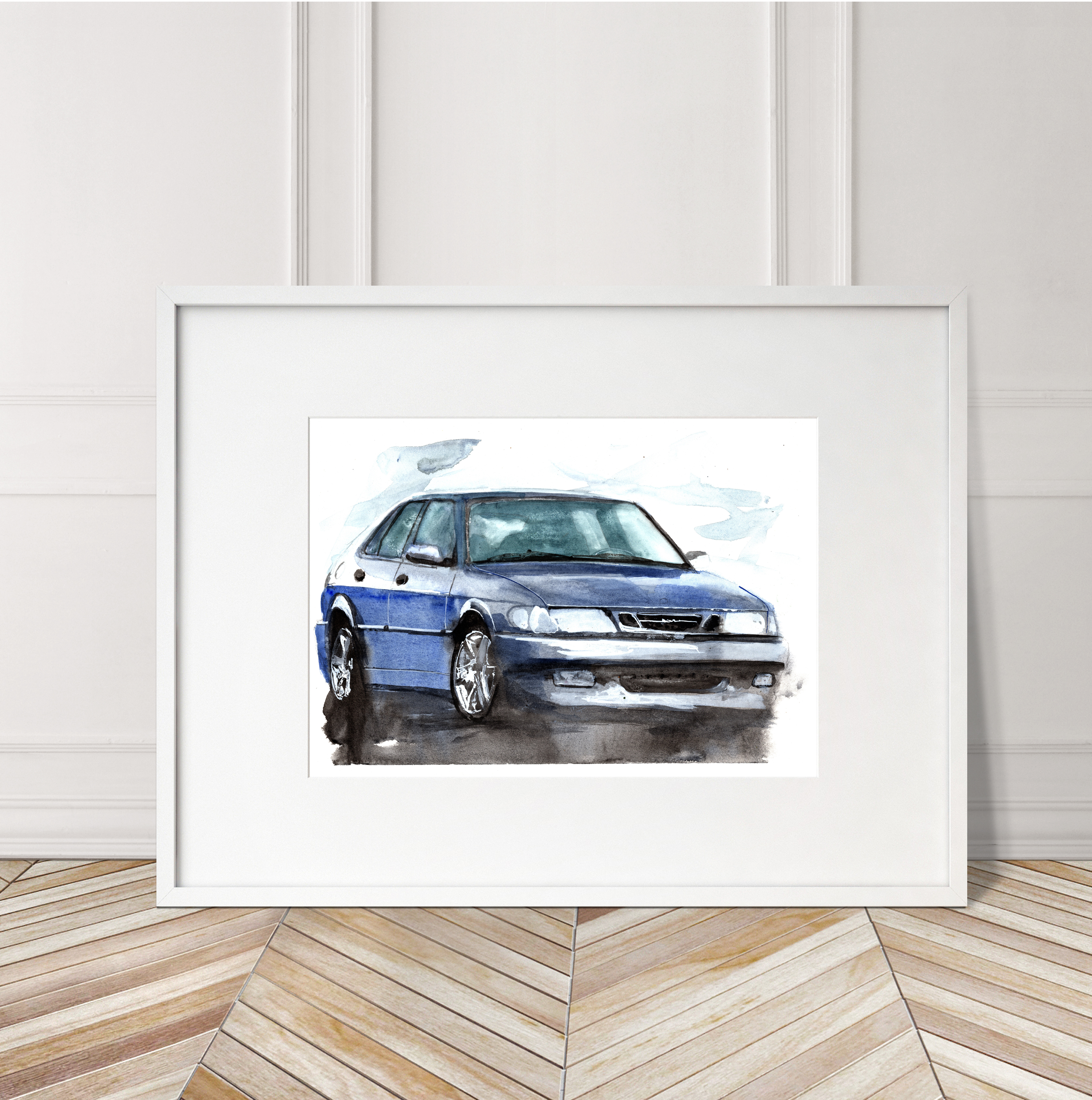 Saab 93 Print. Saab 93 Poster. Gifts For Him. Hand Painted Art. birthday gift