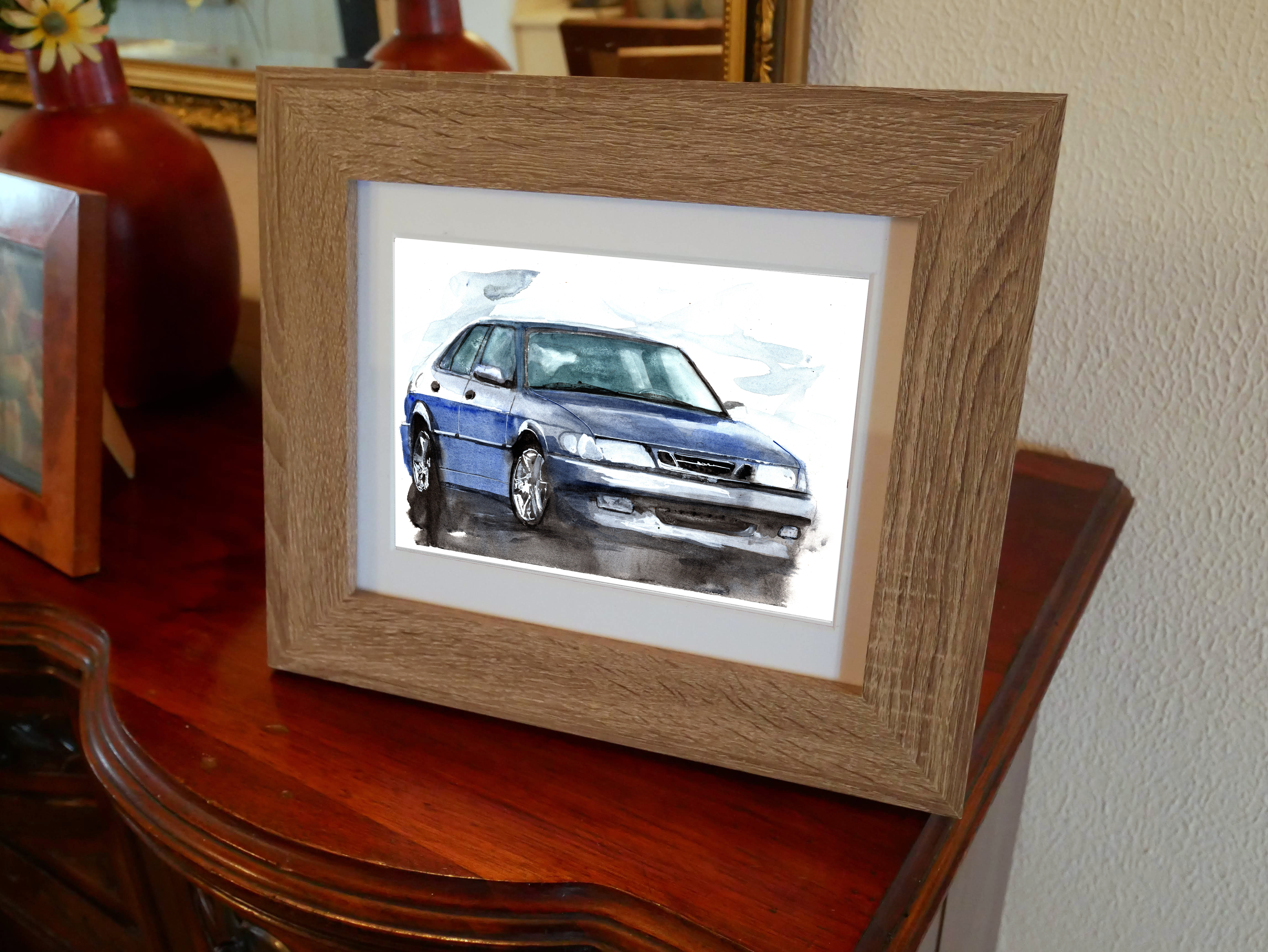 Saab 93 Print. Saab 93 Poster. Gifts For Him. Hand Painted Art. birthday gift