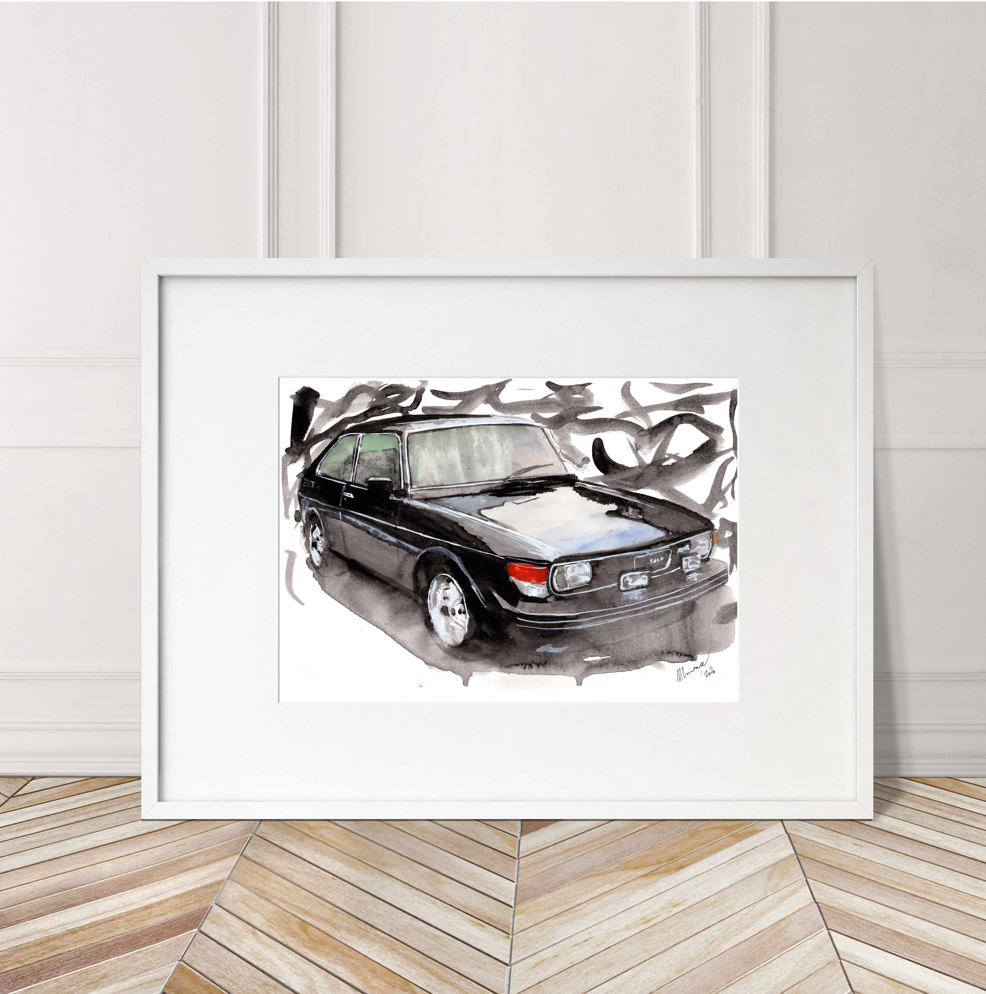 Saab 99 Print. Saab 99 Poster. Gifts For Him. Hand Painted Art. birthday gift