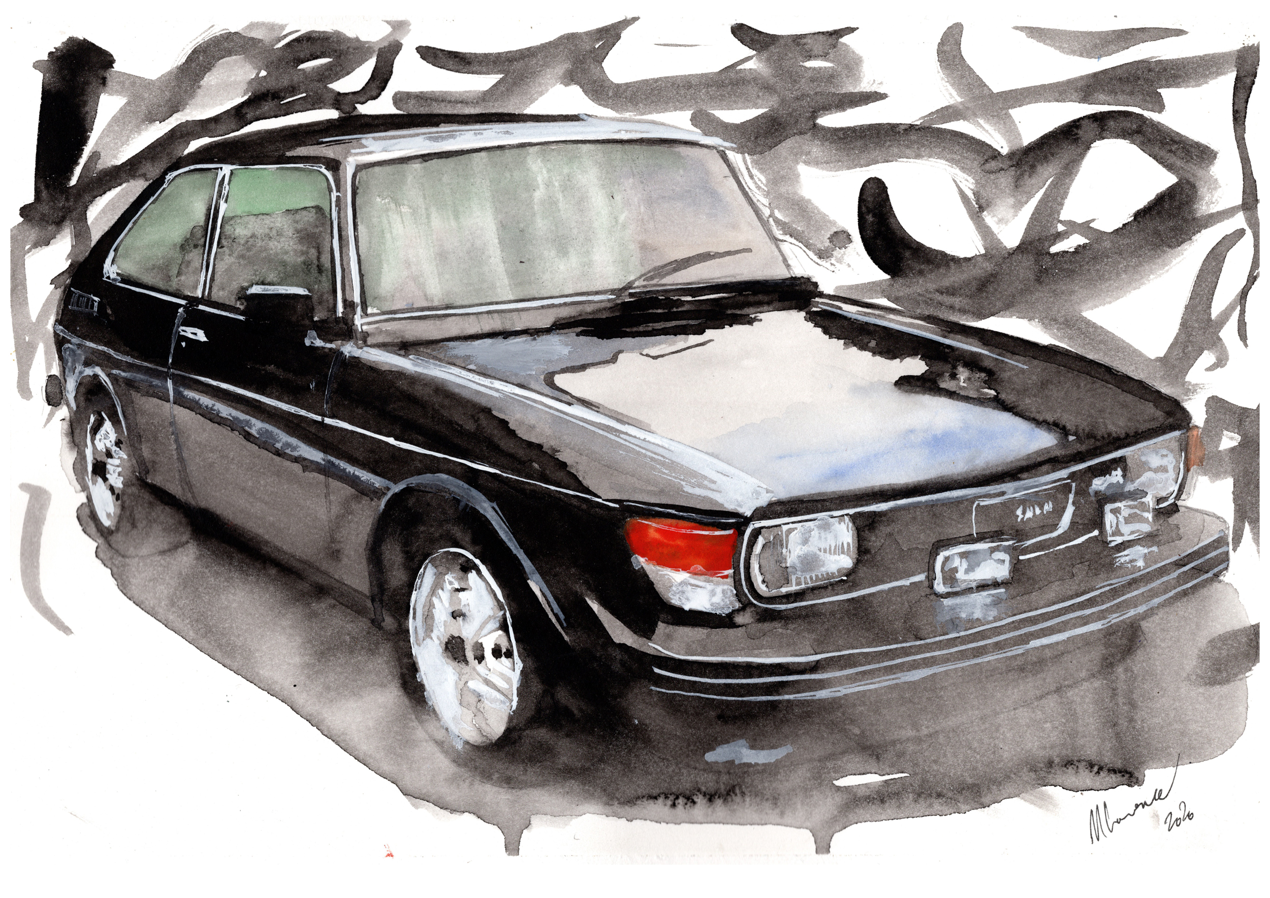 Saab 99 Print. Saab 99 Poster. Gifts For Him. Hand Painted Art. birthday gift