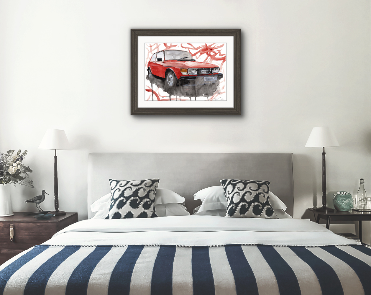 Saab 99 Print. Saab 99 Poster. Gifts For Him. Hand Painted Art. birthday gift