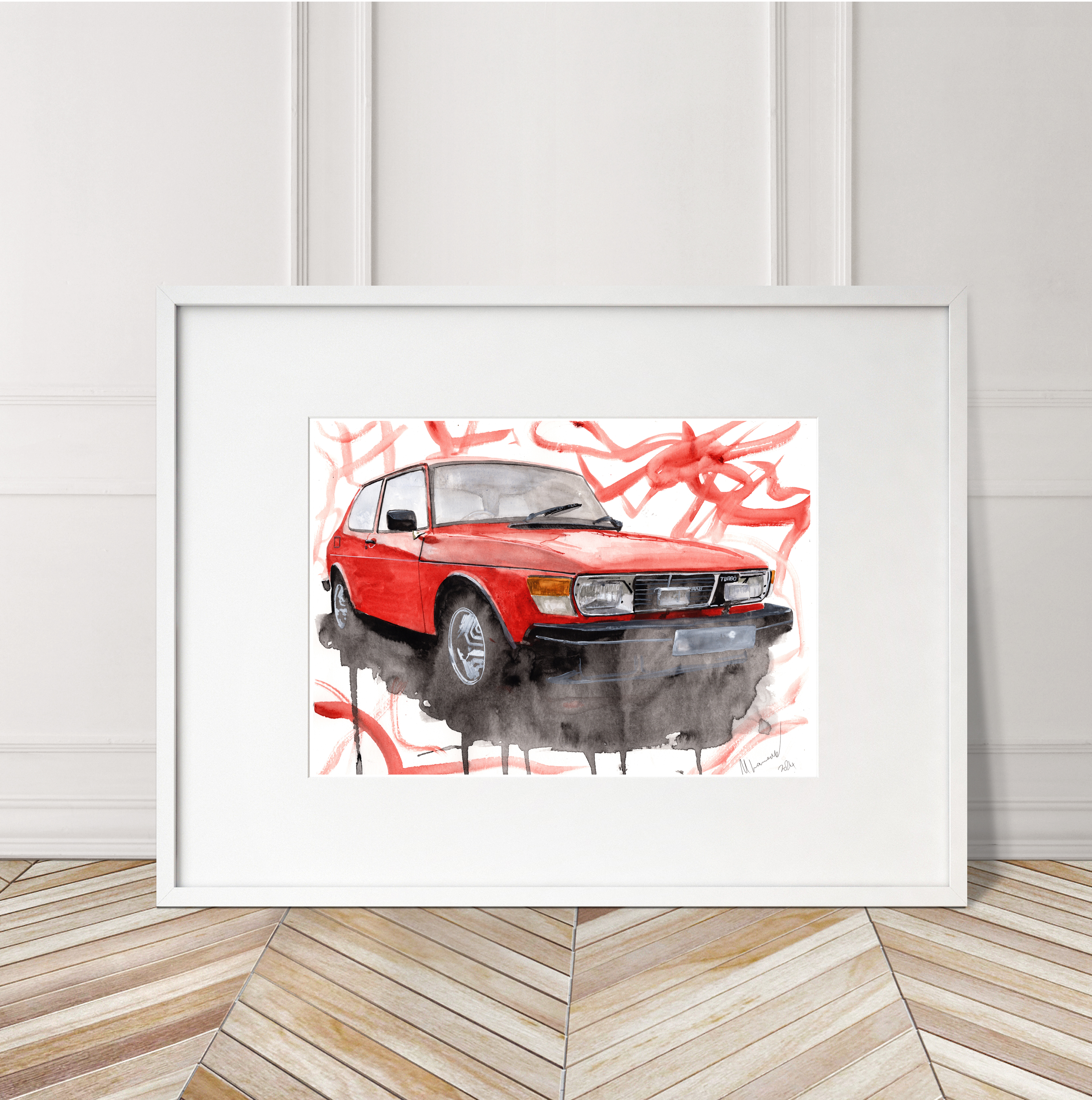 Saab 99 Print. Saab 99 Poster. Gifts For Him. Hand Painted Art. birthday gift