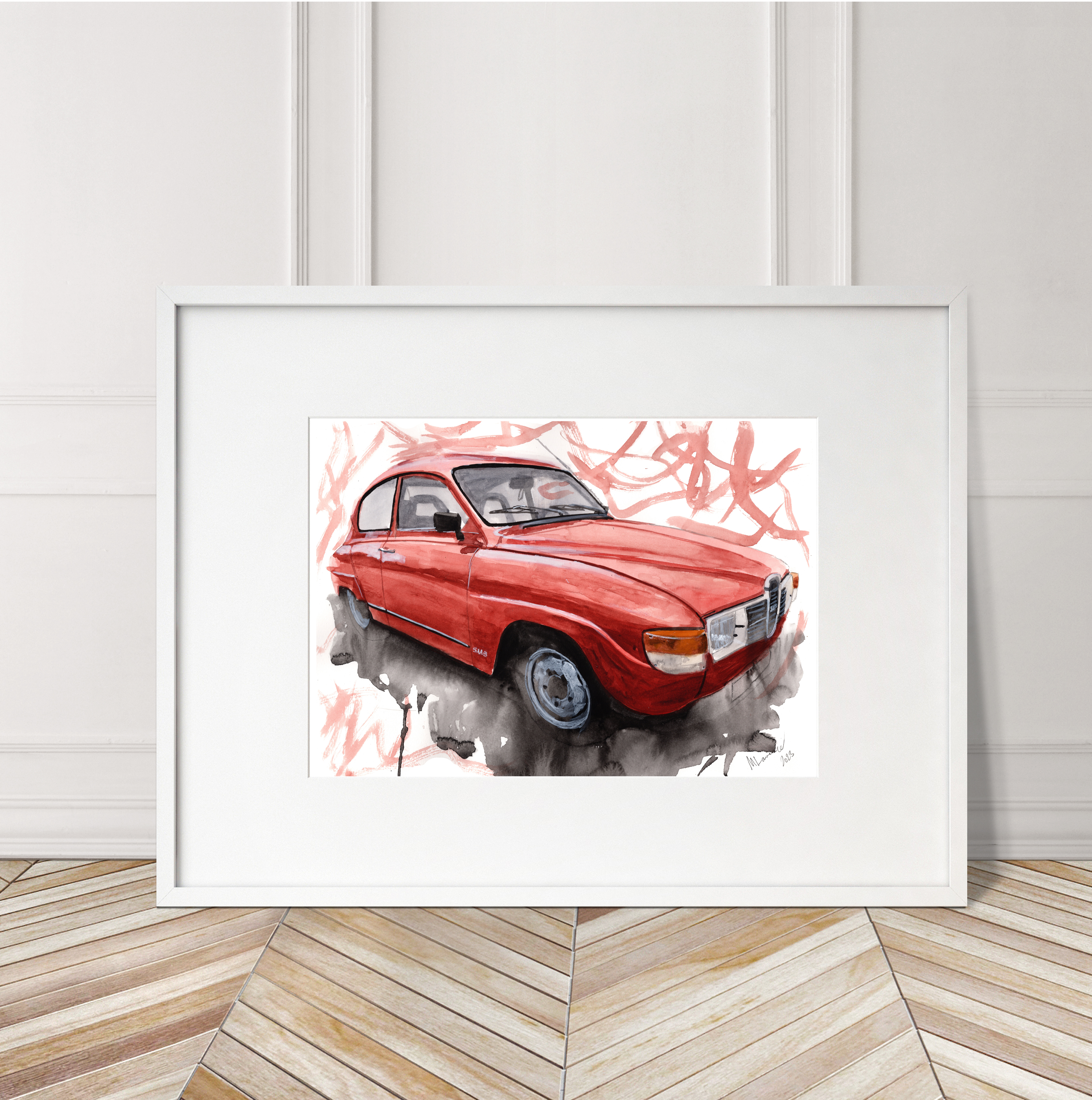 Saab 96 Print. Saab 96 Poster. Gifts For Him. Hand Painted Art. birthday gift