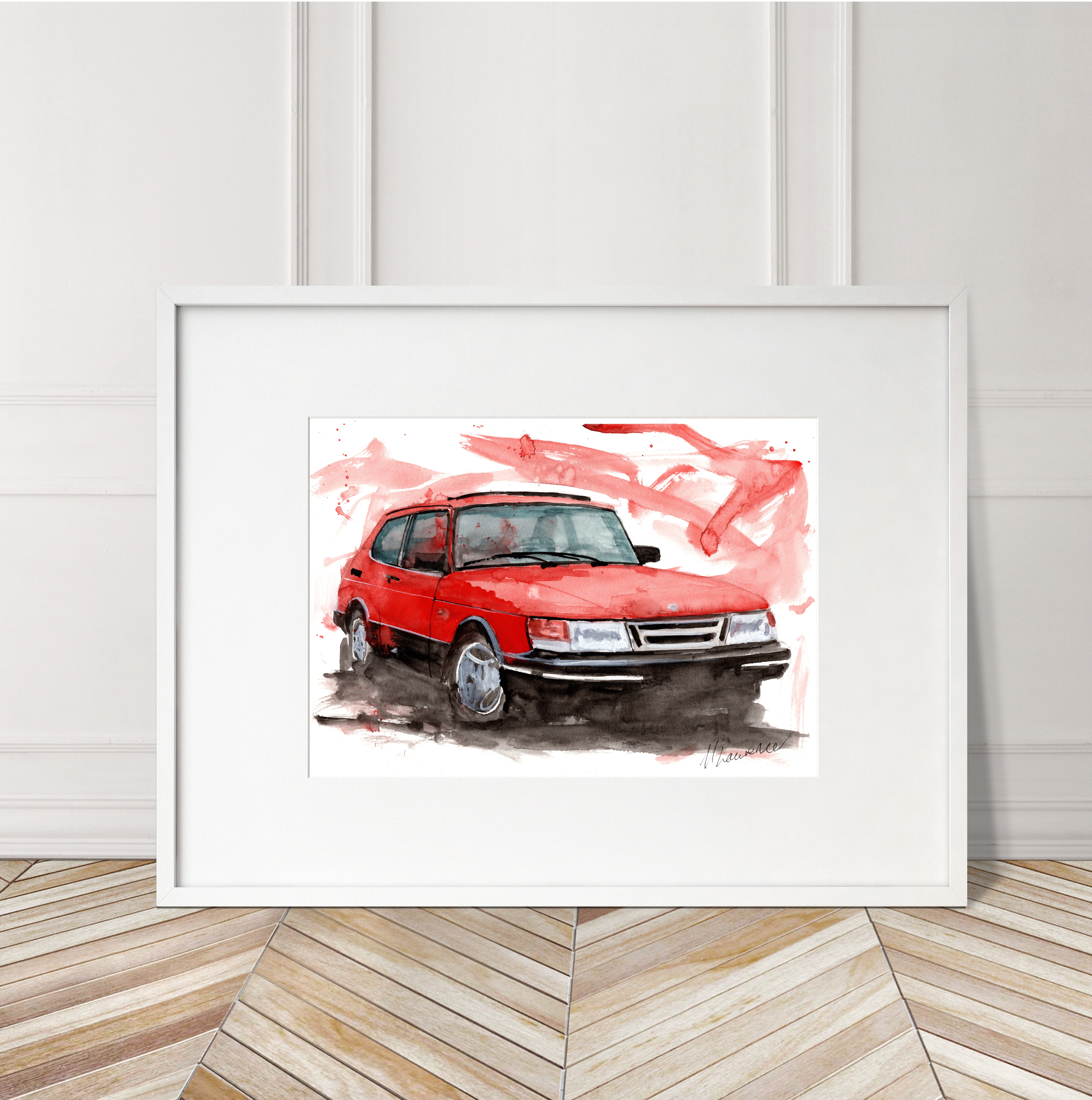 Saab 900 Print. Saab 900 Poster. Gifts For Him. Hand Painted Art. birthday gift