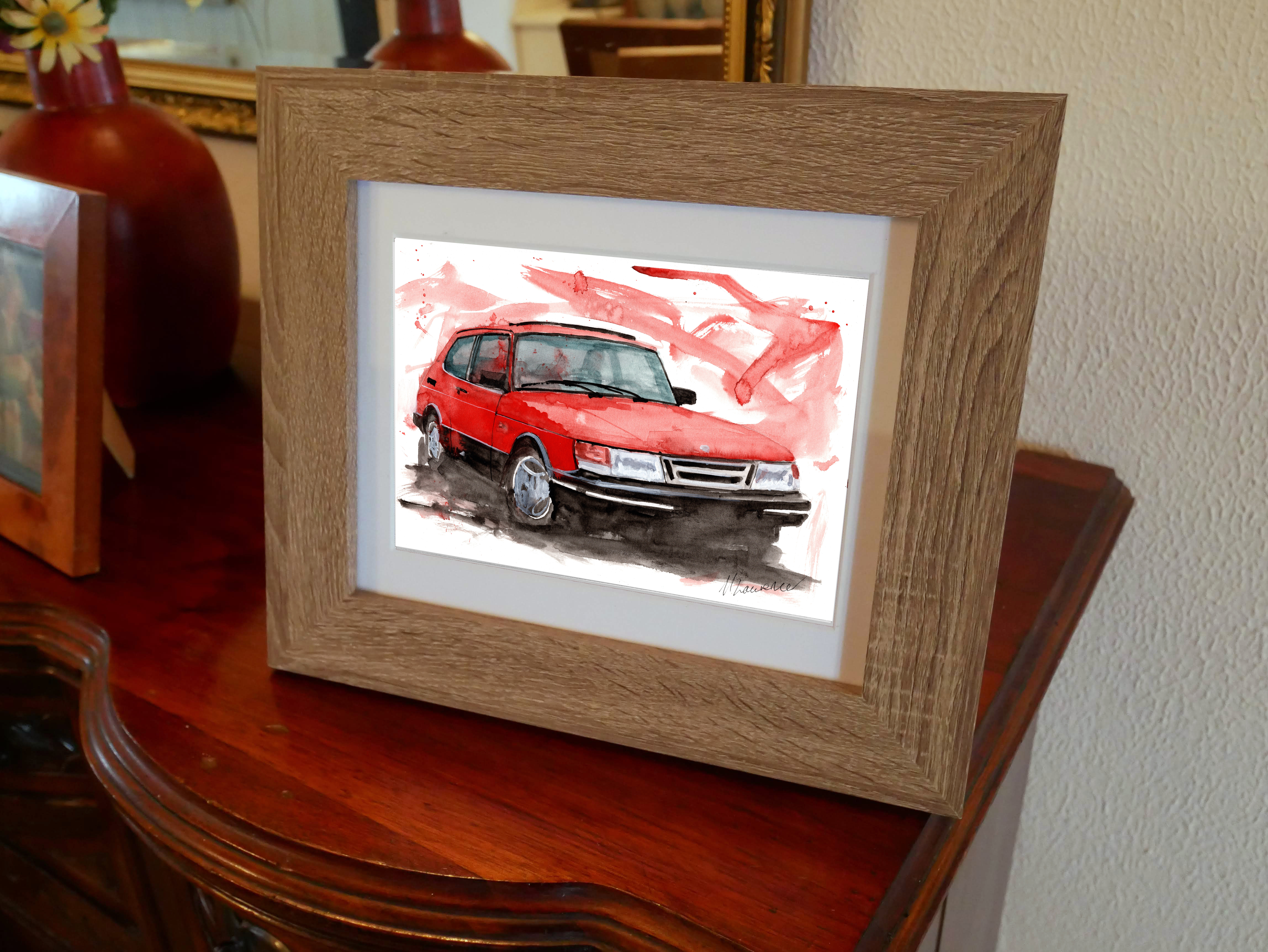 Saab 900 Print. Saab 900 Poster. Gifts For Him. Hand Painted Art. birthday gift