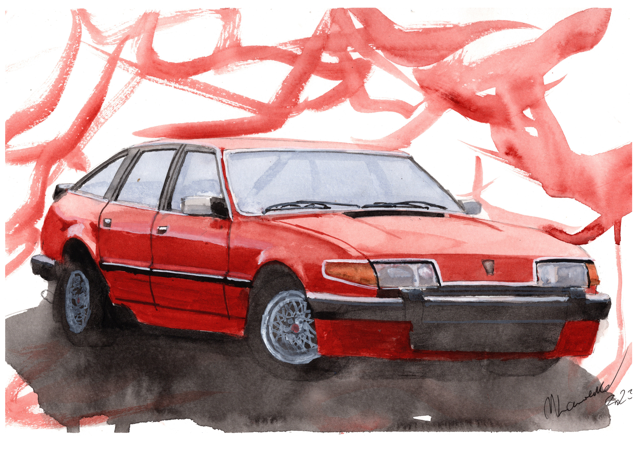 Rover SD1 Print. Rover SD1 Poster. Gifts For Him. Hand Painted Art. birthday gift