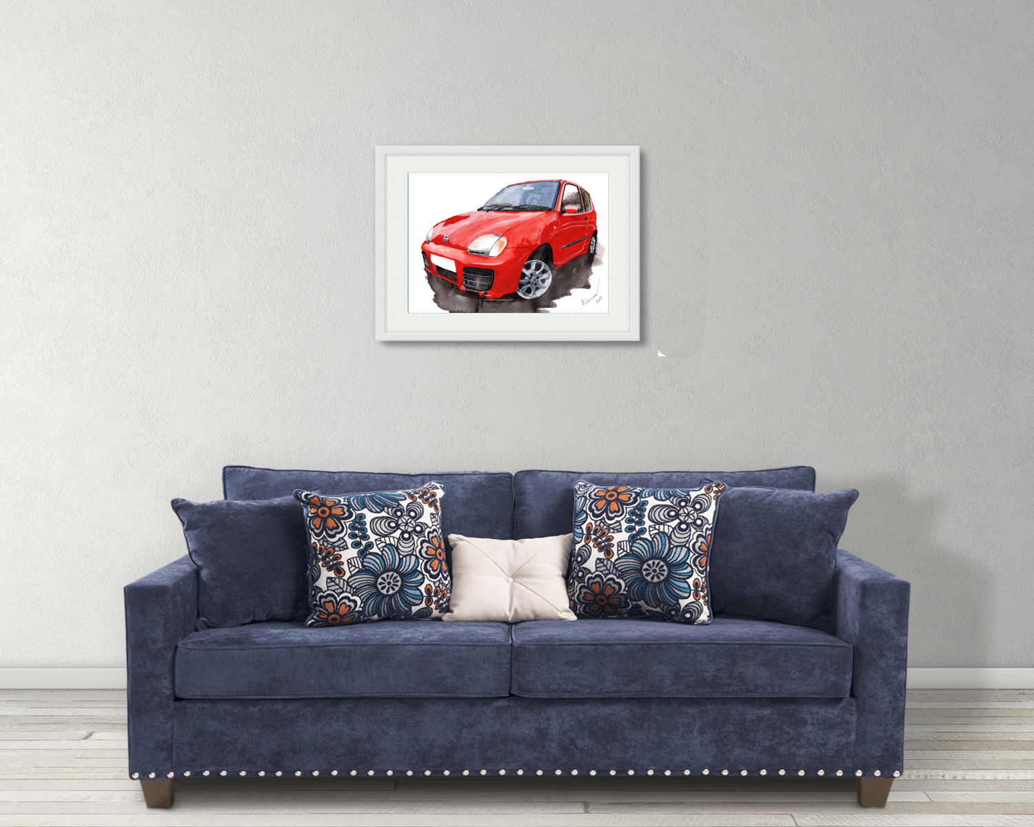 Fiat Seicento Print. Fiat Seicento Poster. Gifts For Him. Hand Painted Art. birthday gift