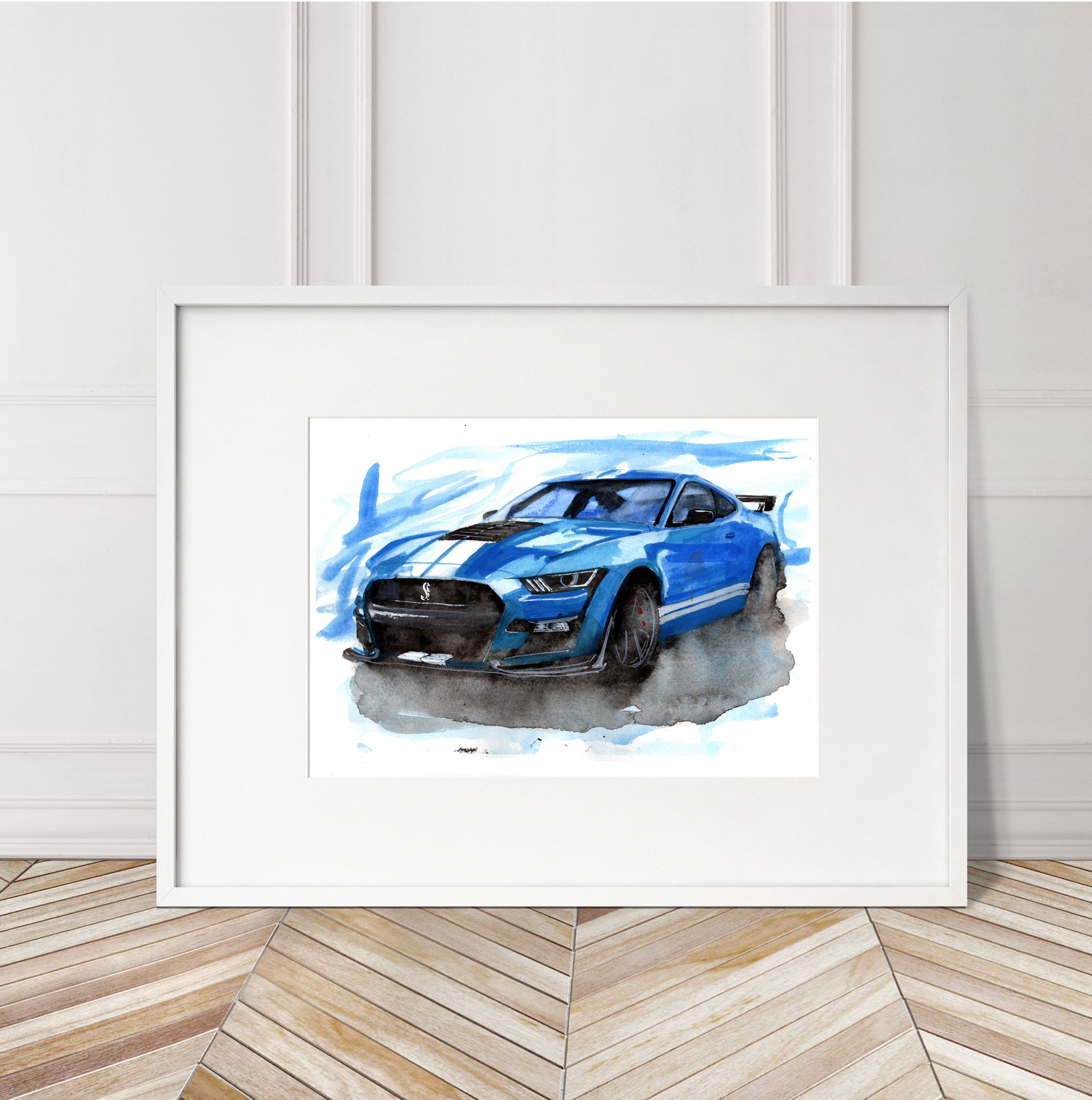 Ford Shelby Mustang Print. Ford Shelby Mustang Poster. Gifts For Him. Hand Painted Art. birthday gift