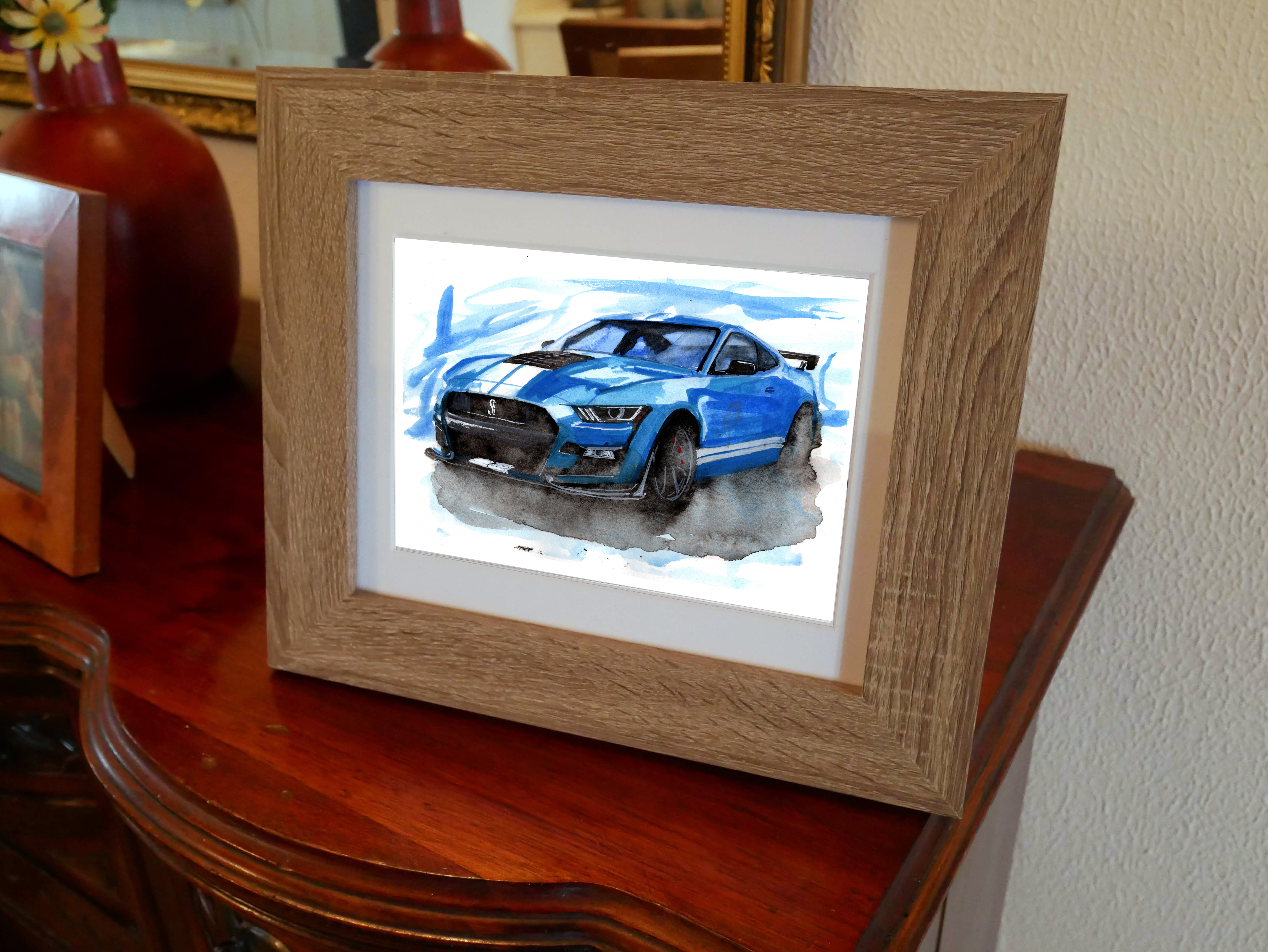 Ford Shelby Mustang Print. Ford Shelby Mustang Poster. Gifts For Him. Hand Painted Art. birthday gift