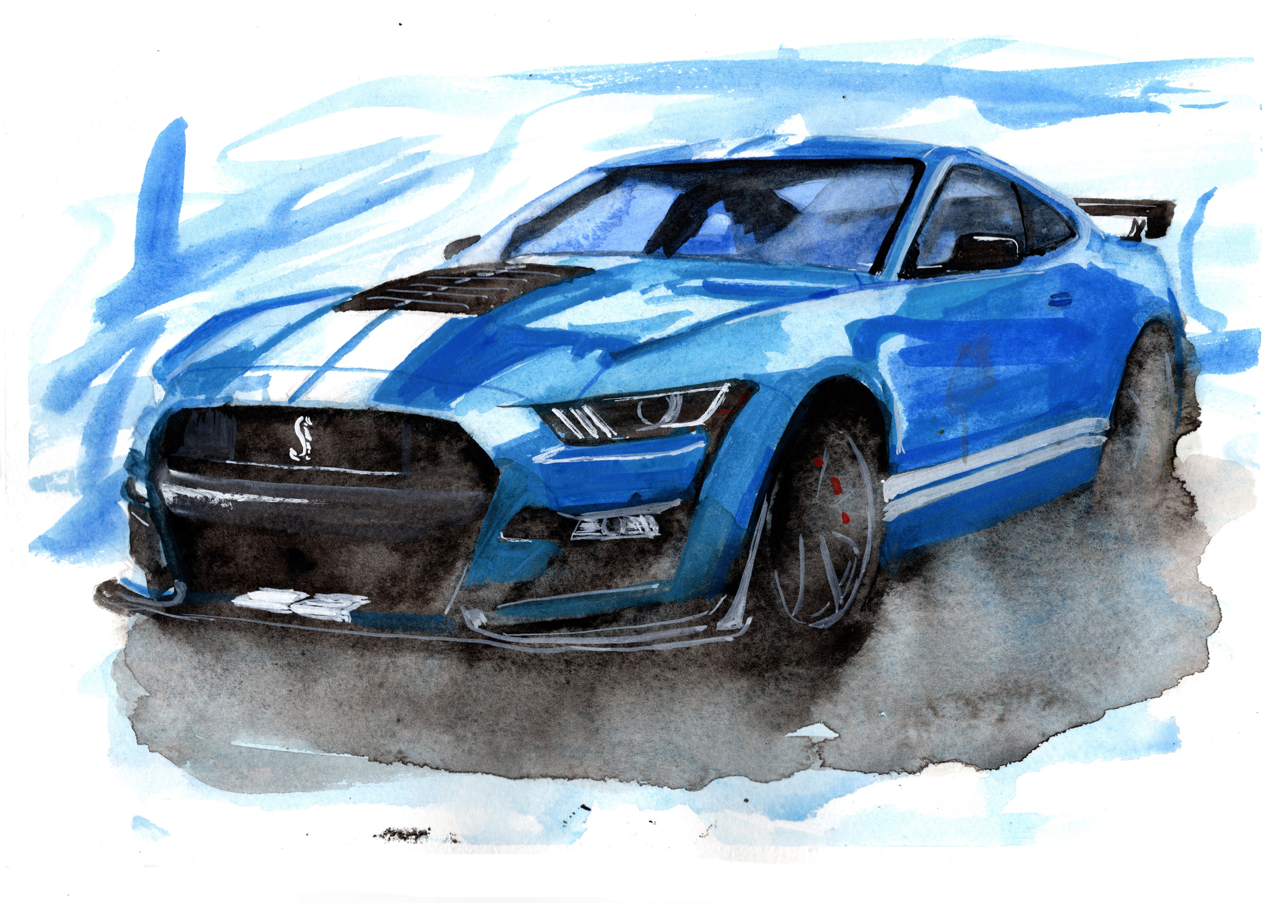 Ford Shelby Mustang Print. Ford Shelby Mustang Poster. Gifts For Him. Hand Painted Art. birthday gift