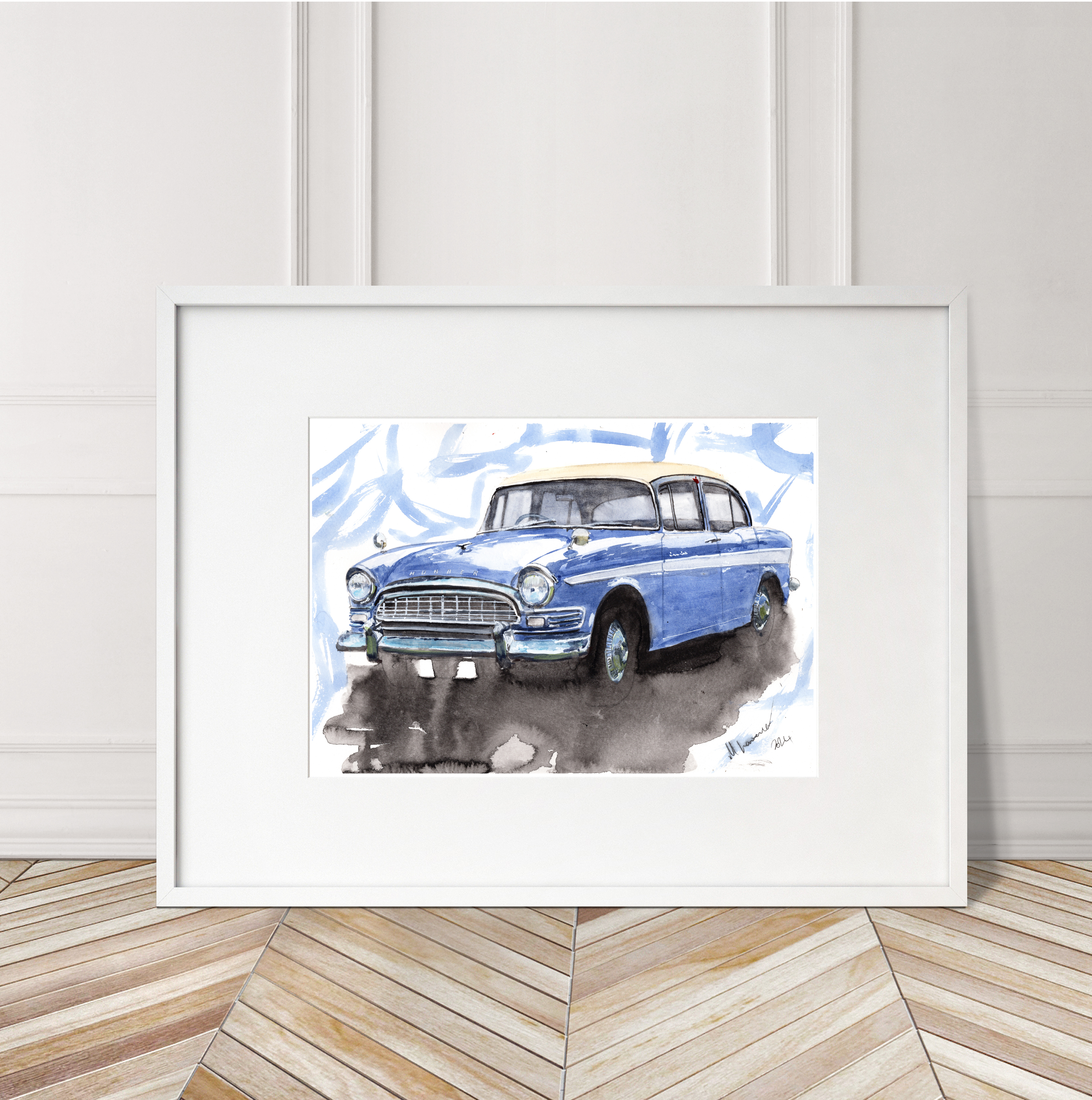 Humber Super Snipe Print. Humber Super Snipe Poster. Gifts For Him. Hand Painted Art. birthday gift